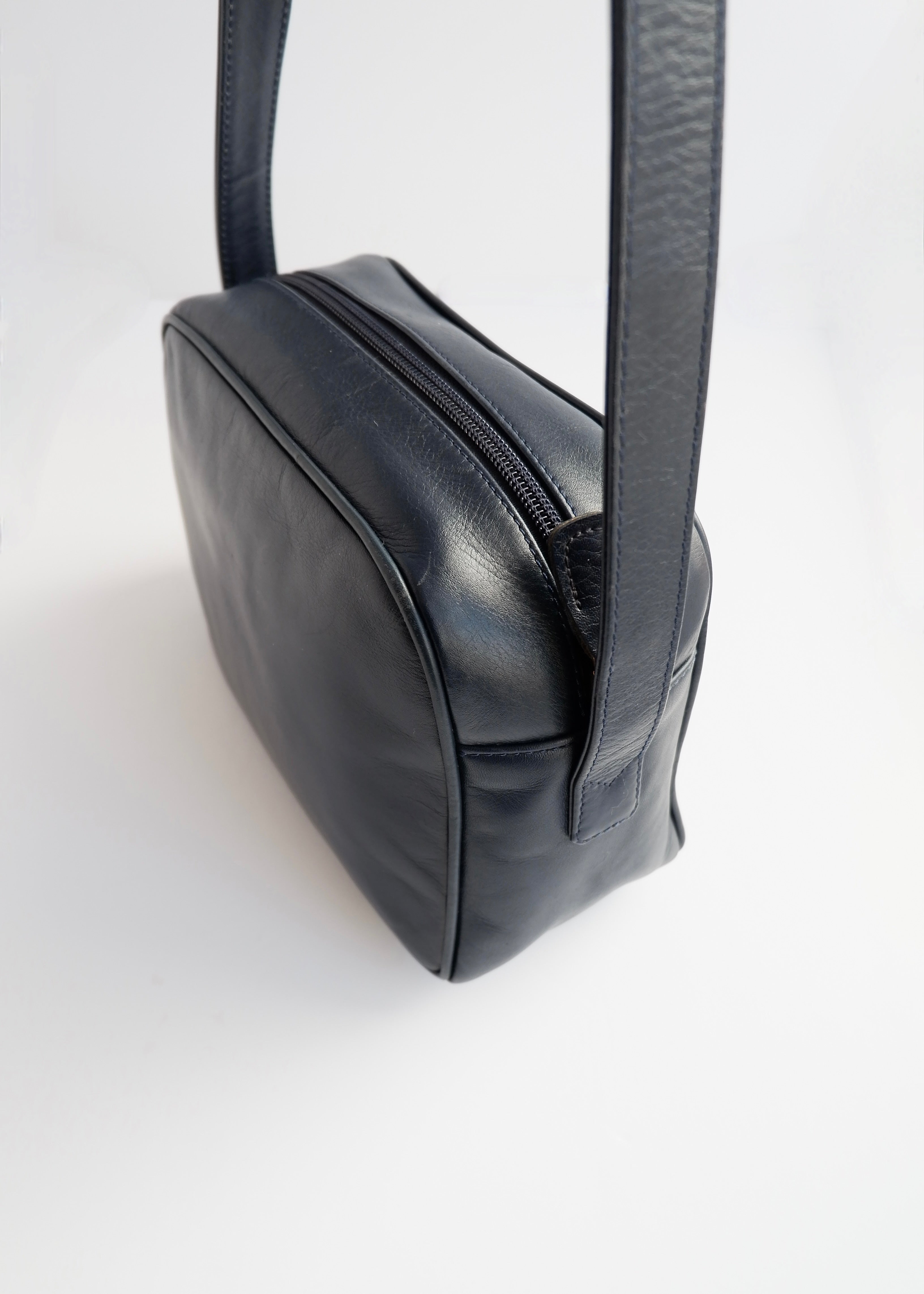 Authentic Preowned Vintage Christian Dior Navy Leather Crossbody Bag