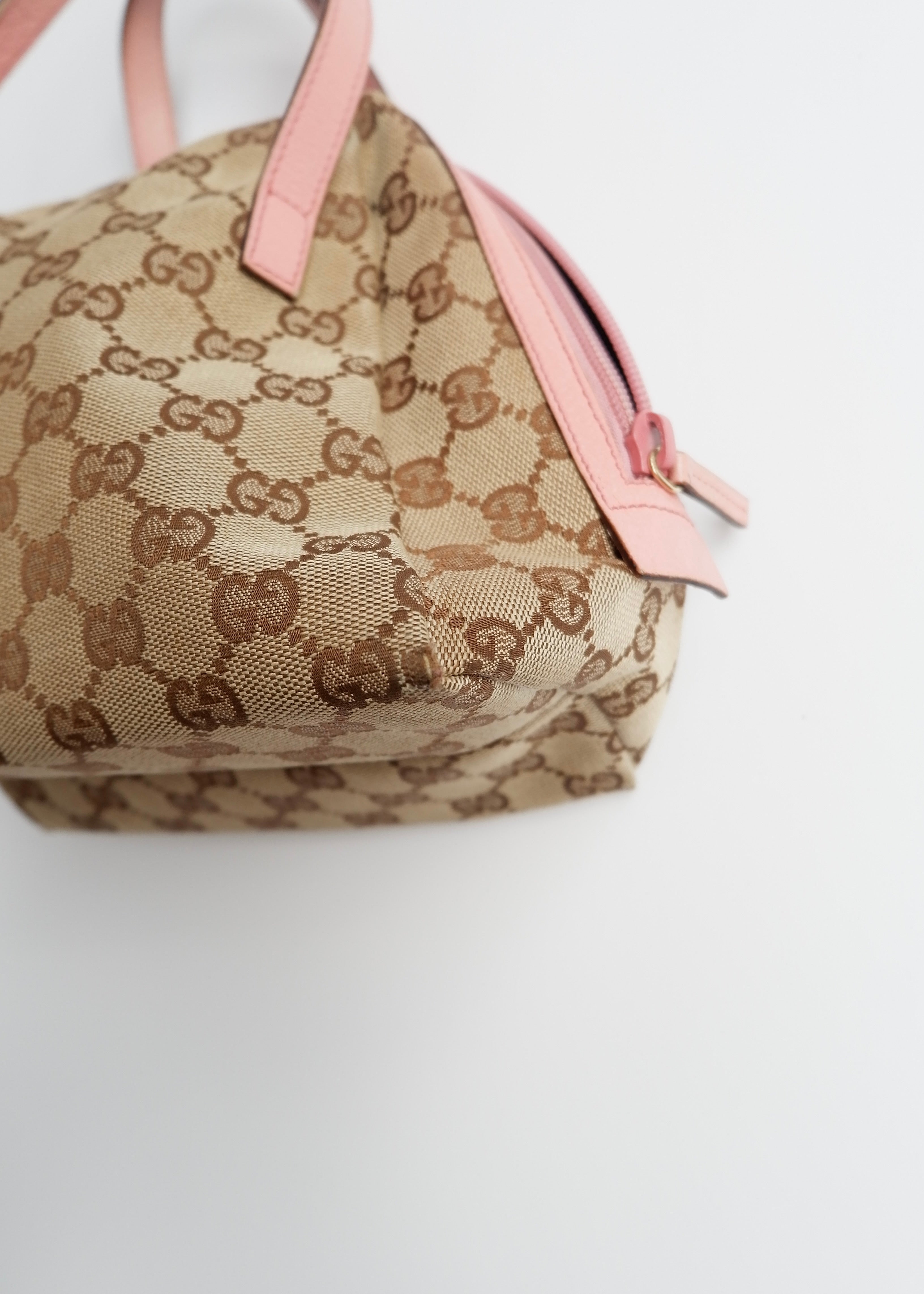Authentic Preowned Gucci GG Canvas Pink Tofu Handbag