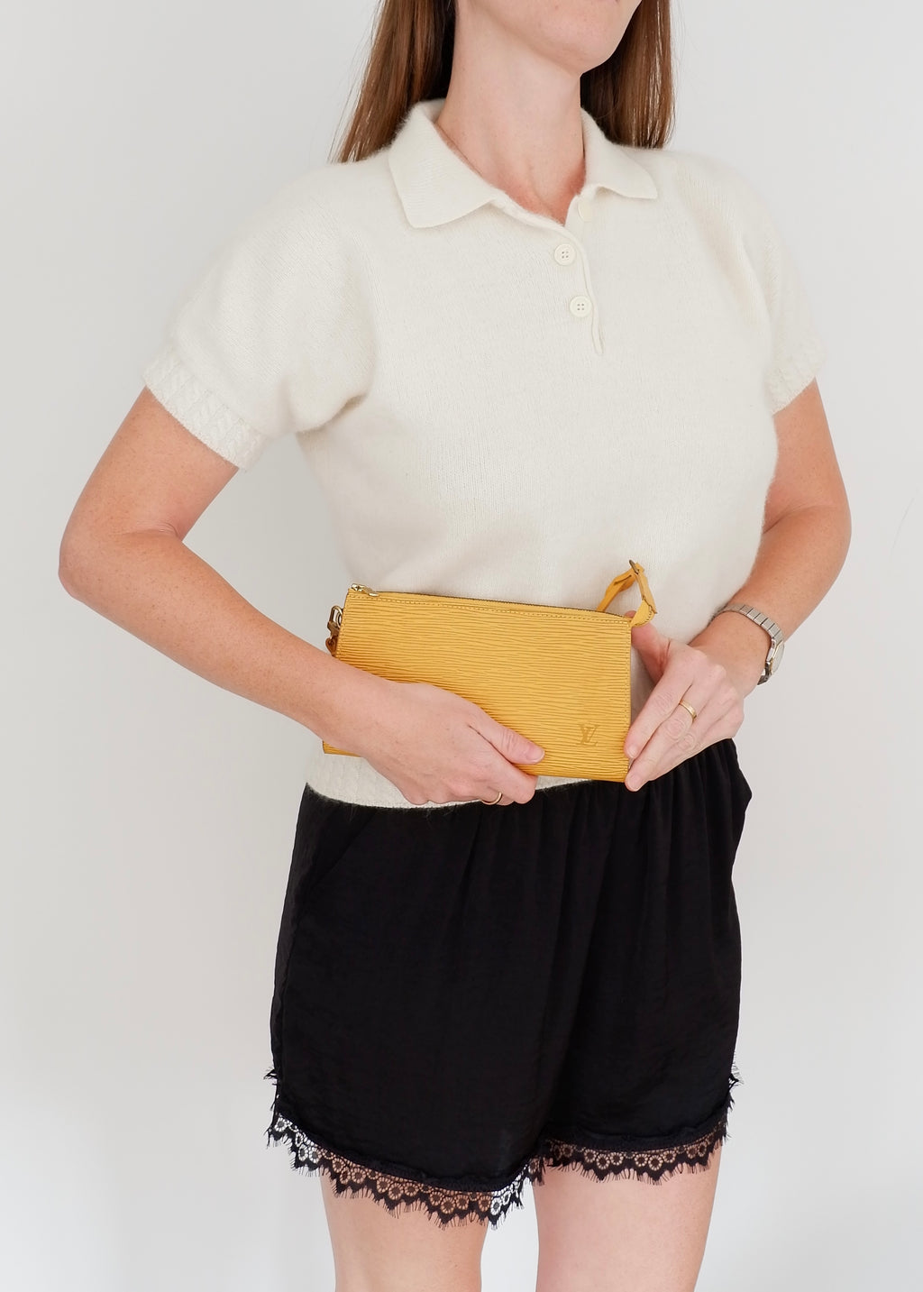 Preowned Louis Vuitton Yellow Epi Leather Pochette Shoulder Bag