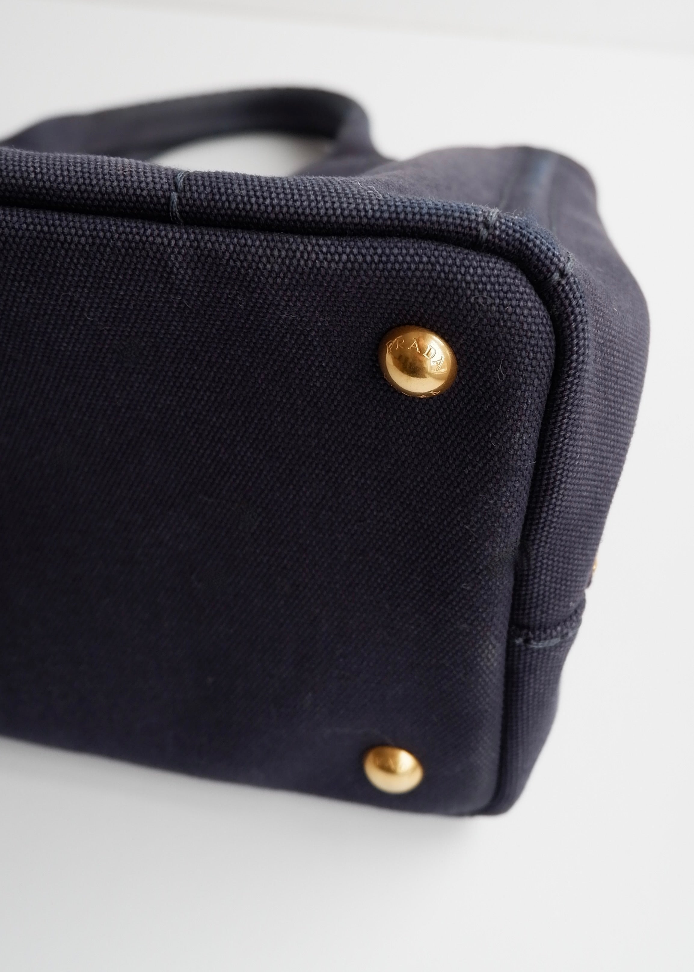 Authentic Preowned Prada Navy Canvas Canapa Two Way Bag