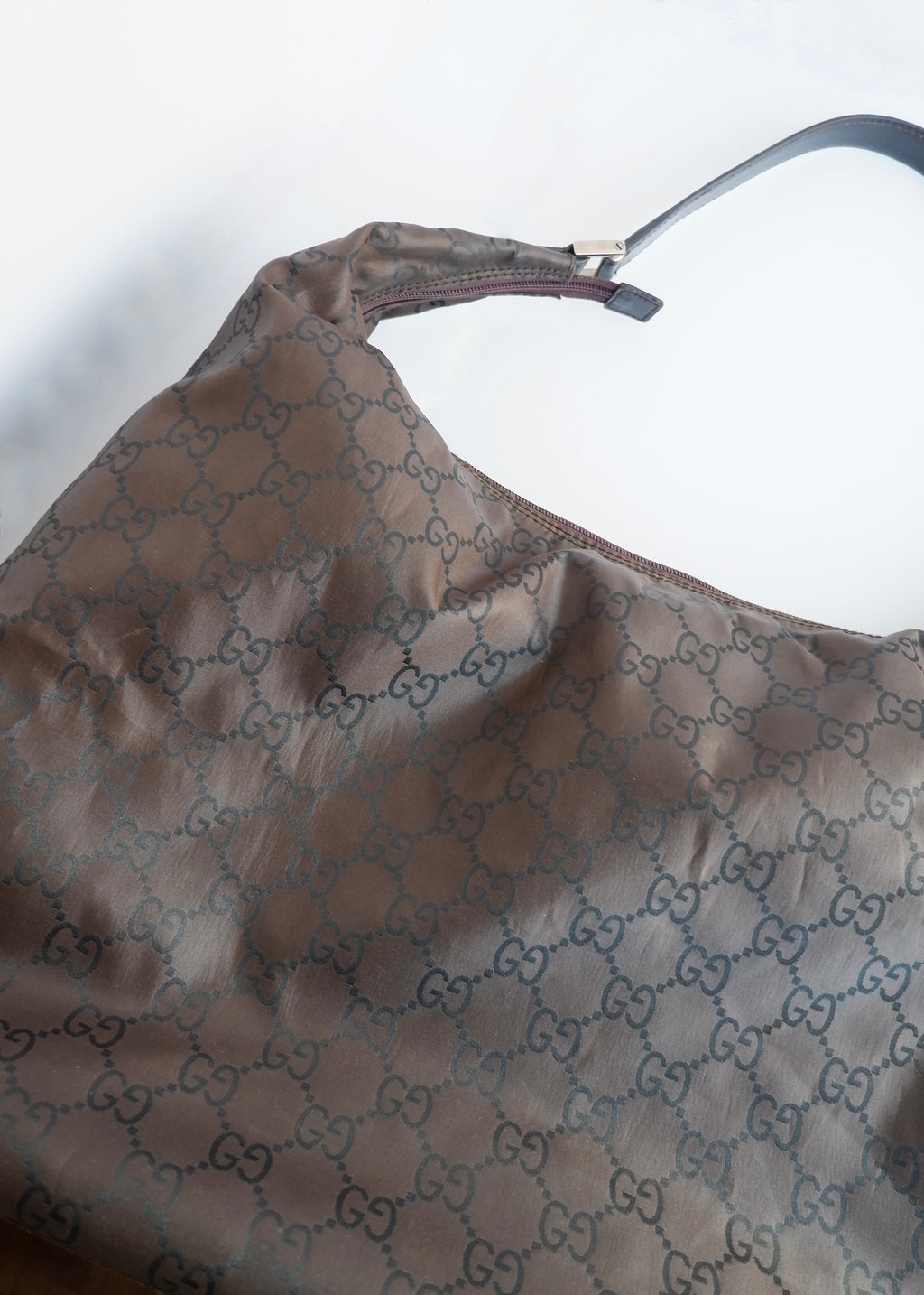 Authentic Preowned Gucci Brown GG Nylon Extra Large Hobo Bag