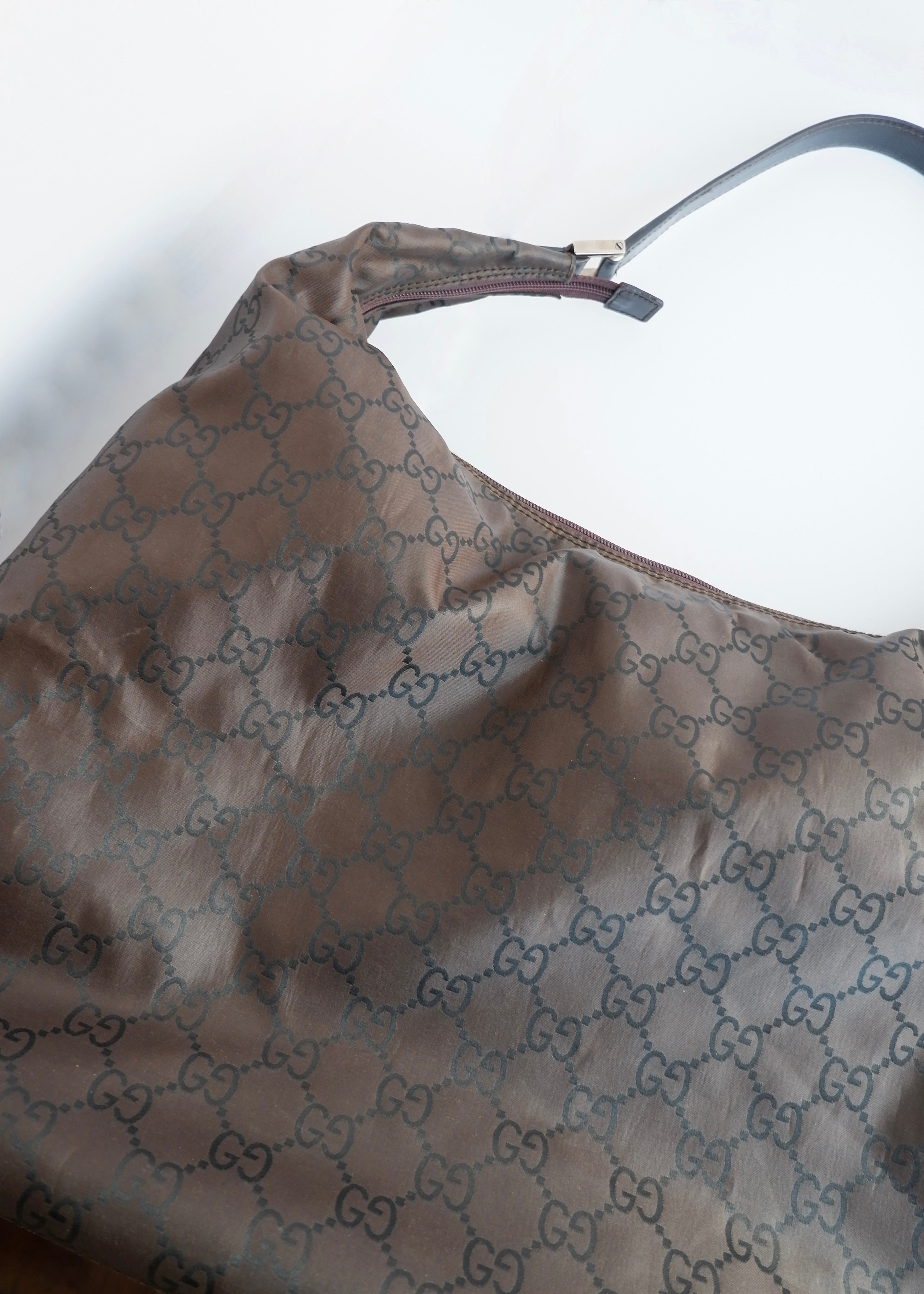 Authentic Preowned Gucci Brown GG Nylon Extra Large Hobo Bag