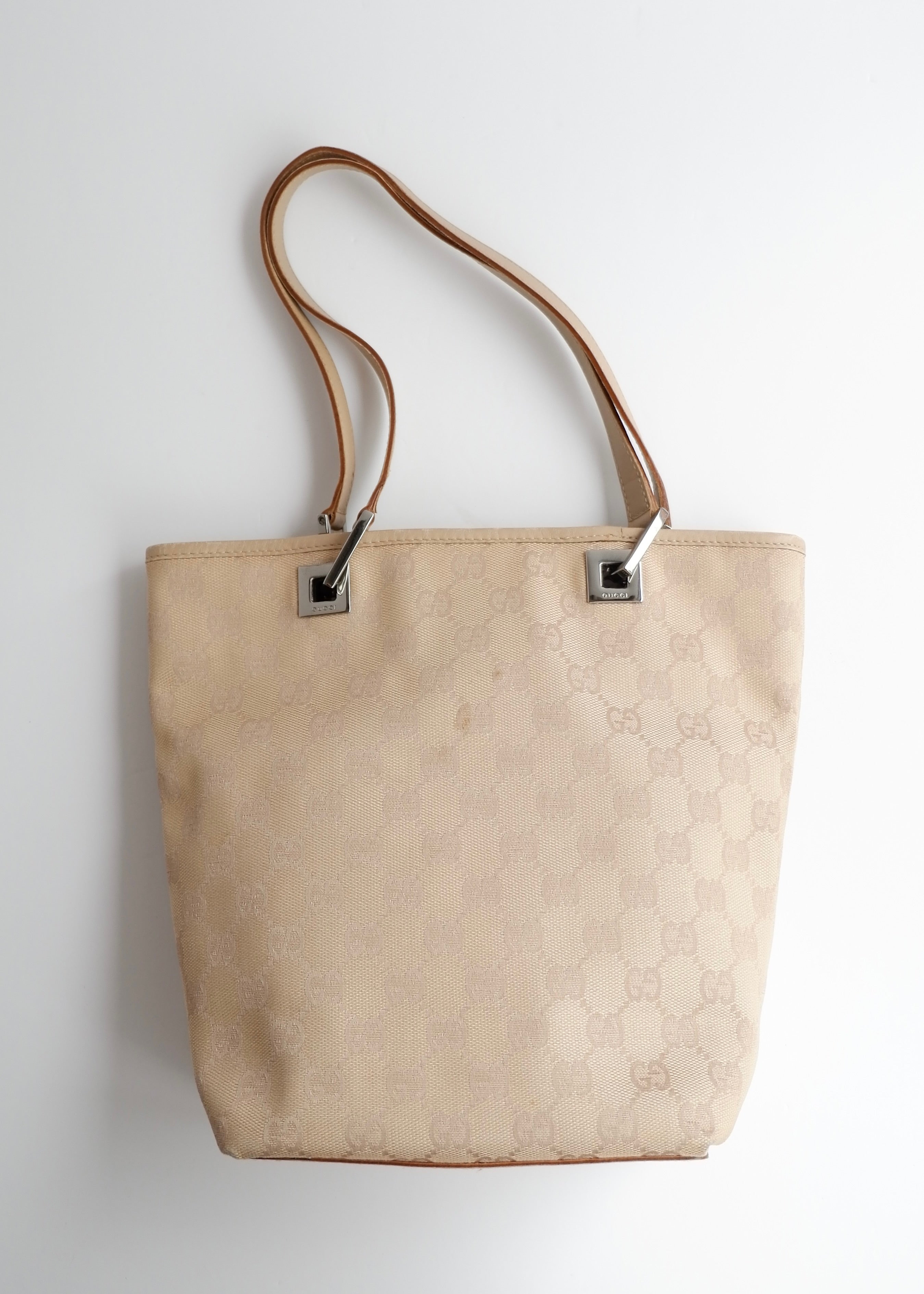 Authentic Preowned Gucci Light Beige GG Canvas Shoulder Tote