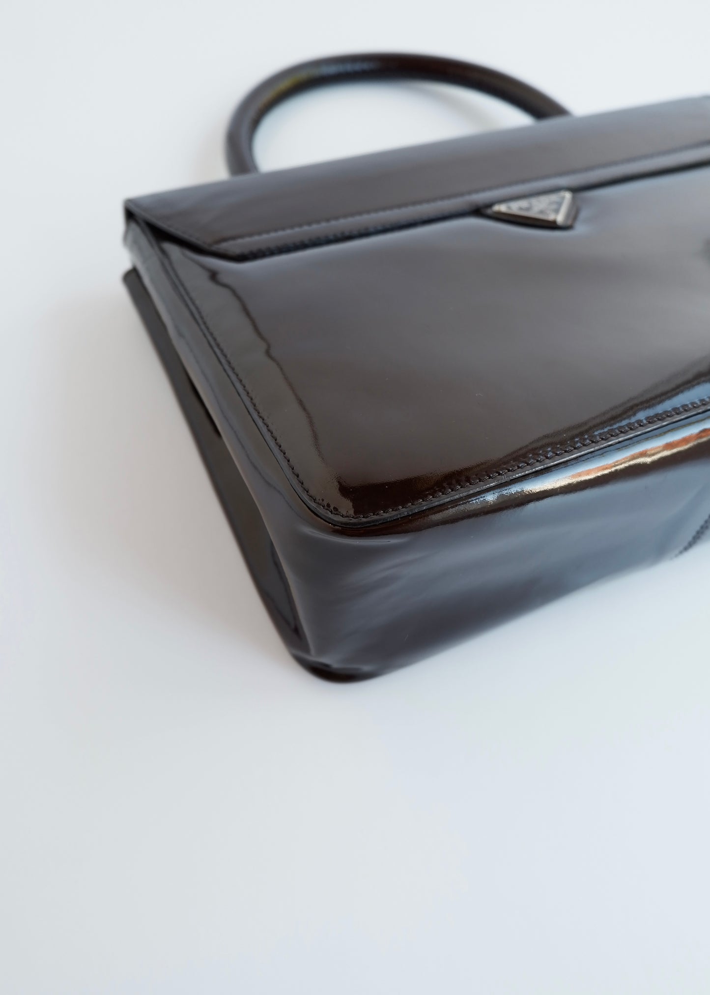 Authentic Preowned Prada Brown Patent Leather Top Handle Bag