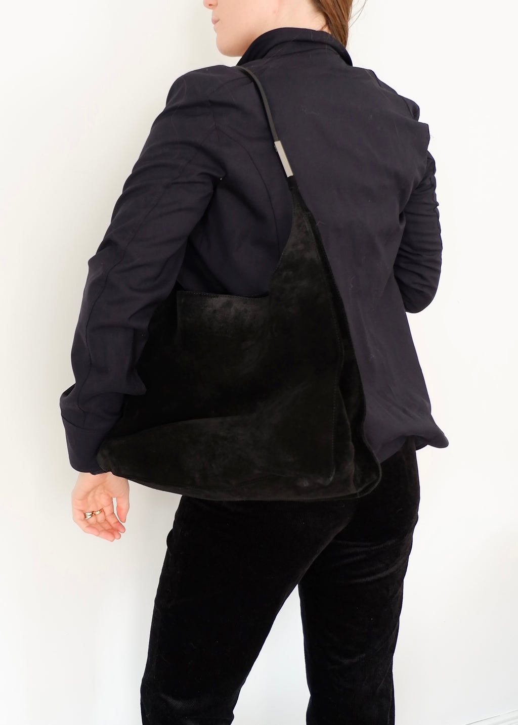 Authentic Preowned Gucci Black Suede Hobo Shoulder Bag