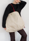 Authentic Preowned Prada Beige/ Burgundy Nylon Oversized Tote Bag