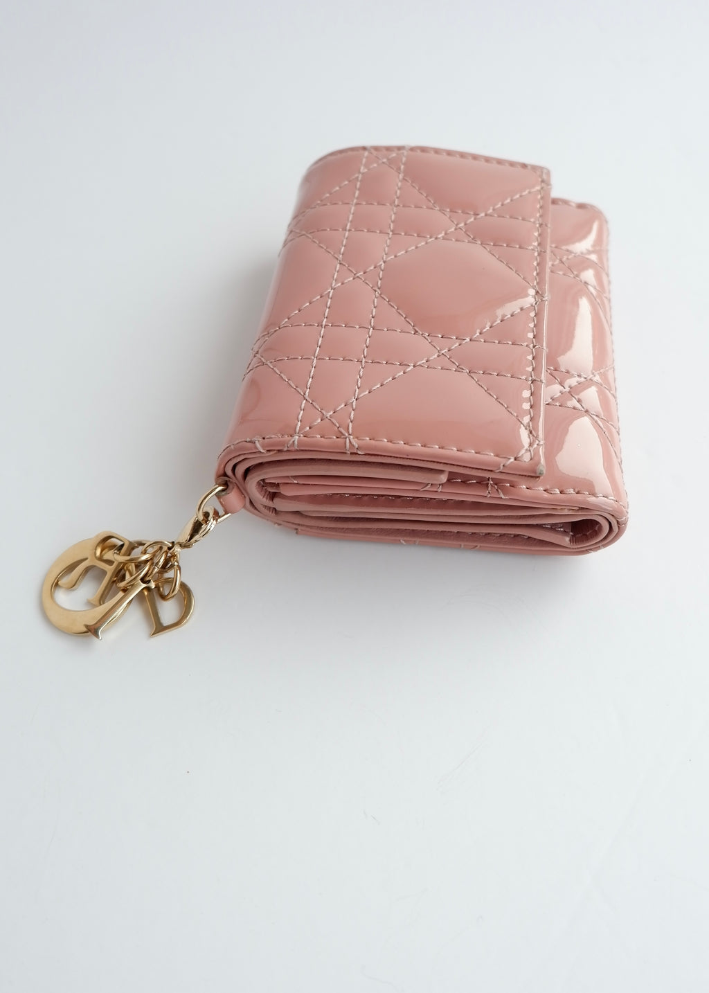 Authentic Preowned Dior Dusty Rose Patent Leather Lotus Wallet