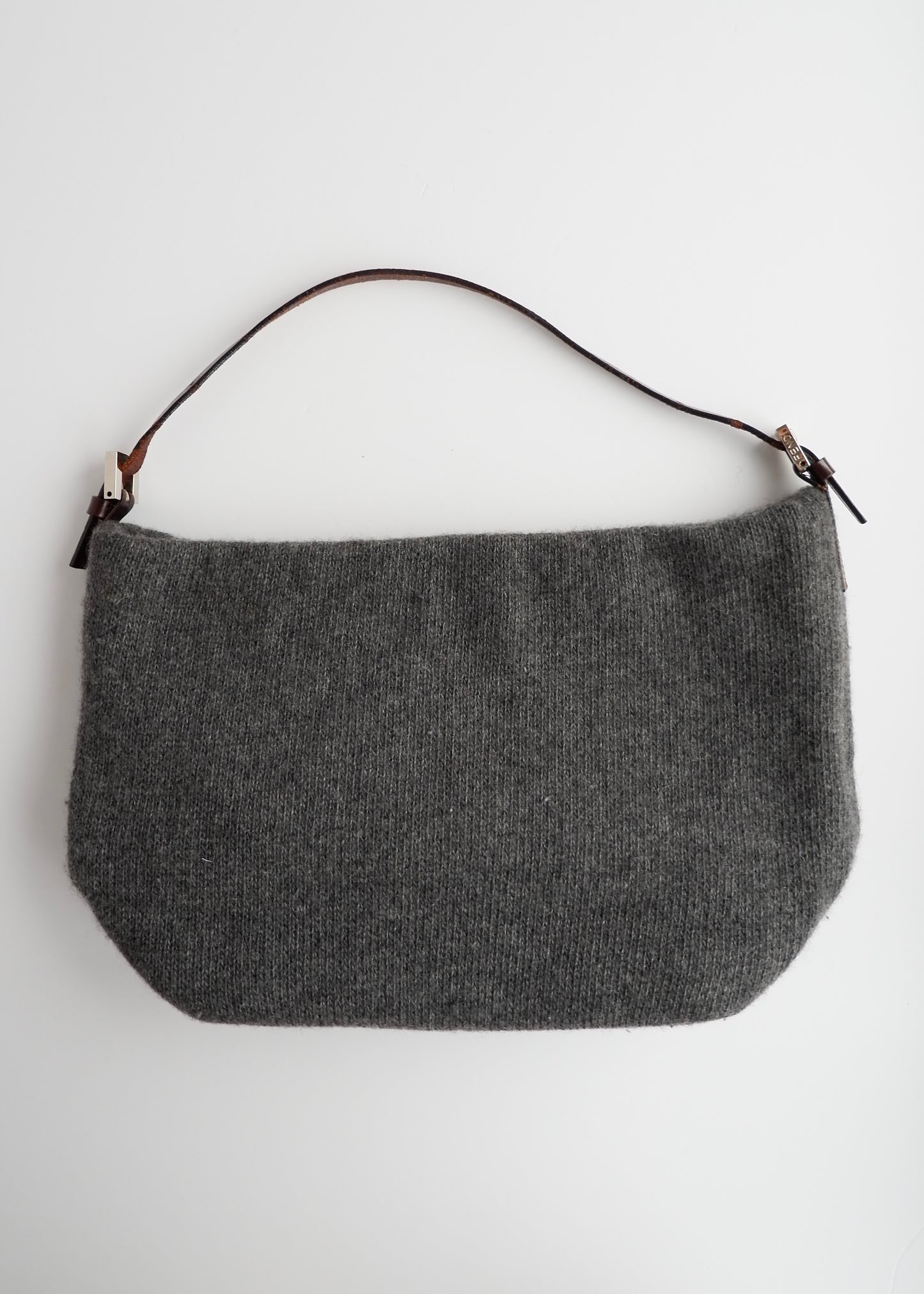 Authentic Preowned Vintage Fendi Grey Wool Shoulder Bag