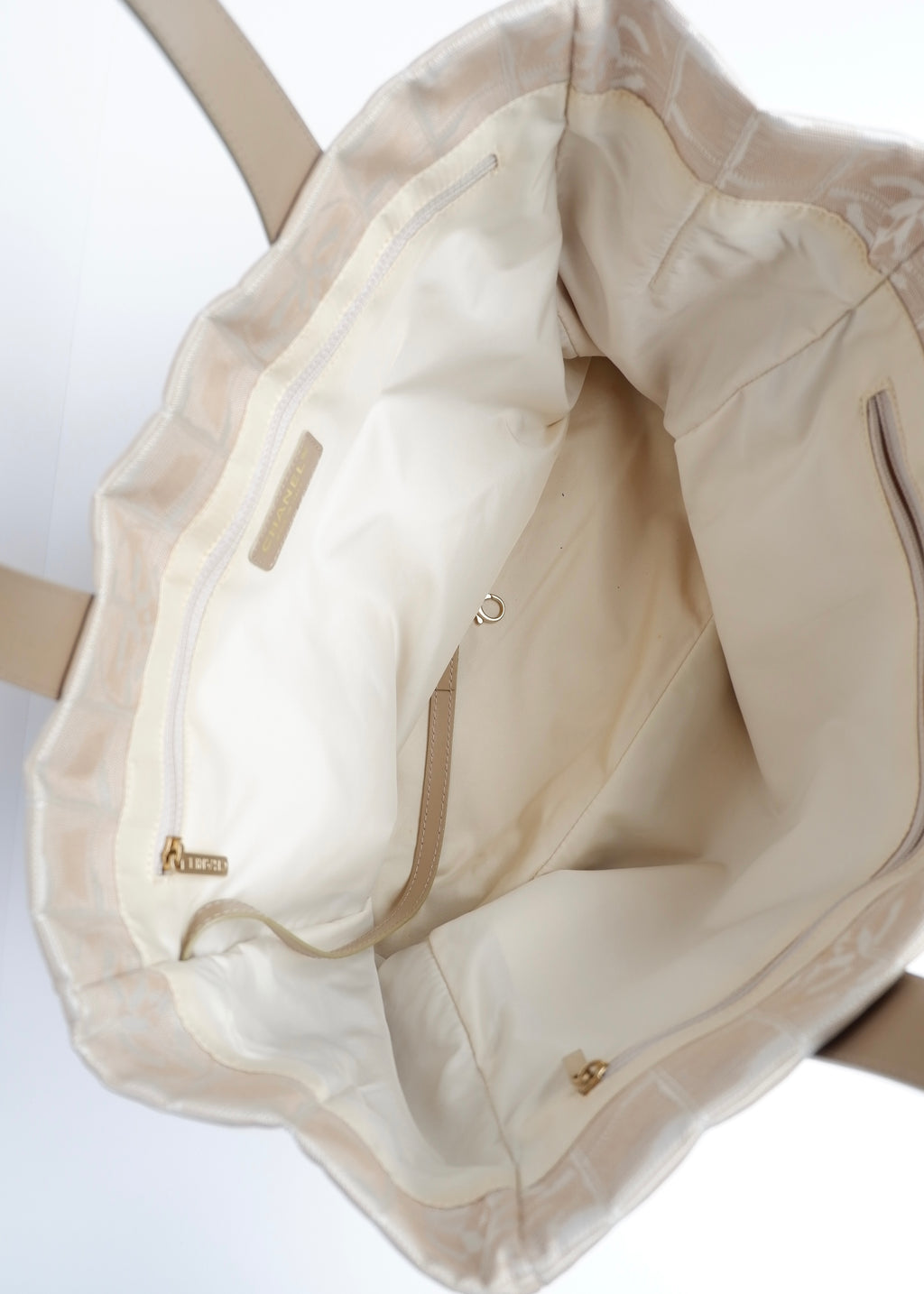 Authentic Preowned Chanel Beige Canvas/ Leather Travel Line Tote Bag