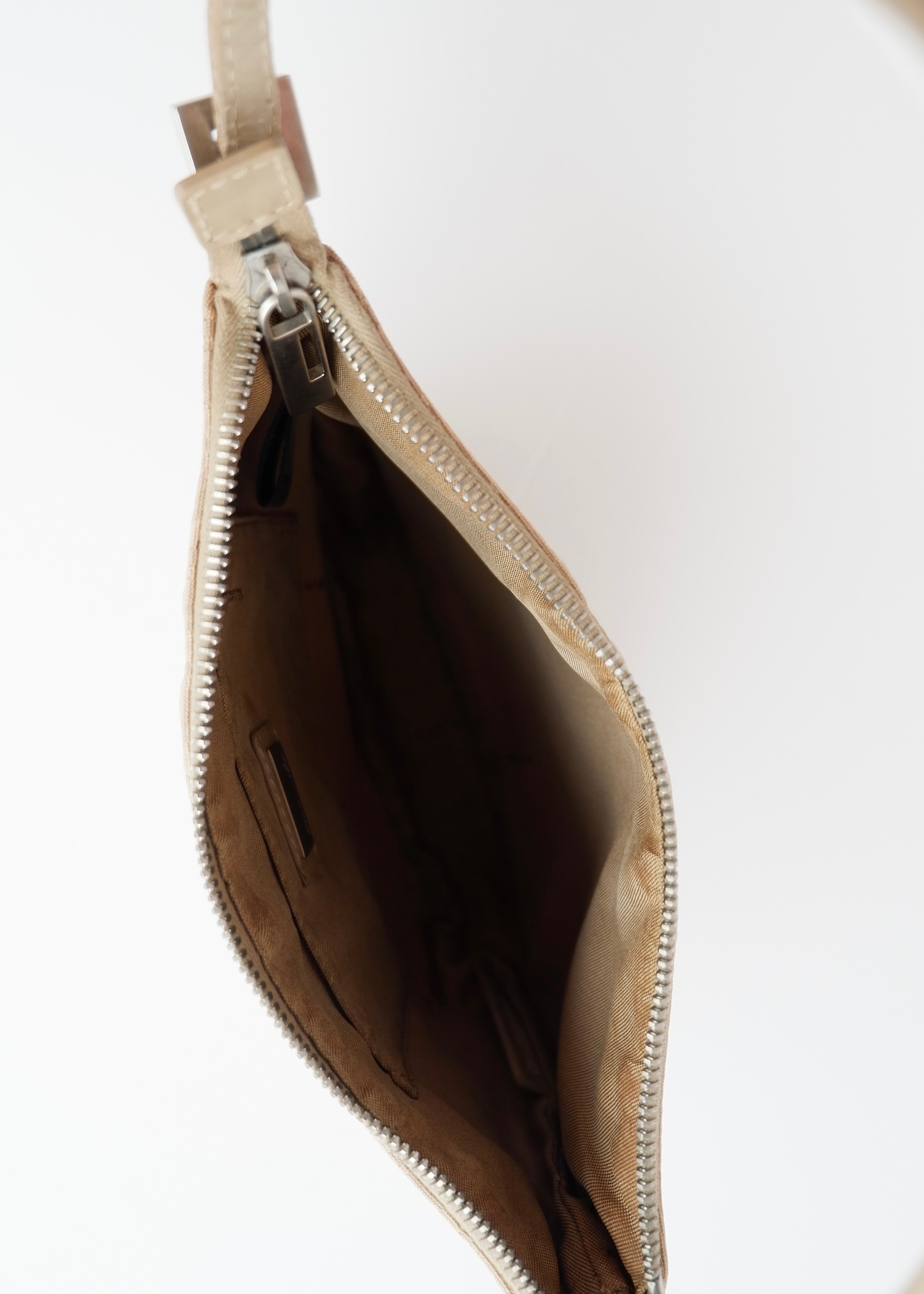 Authentic Preowned Fendi Light Beige Zucchino Small Shoulder Bag
