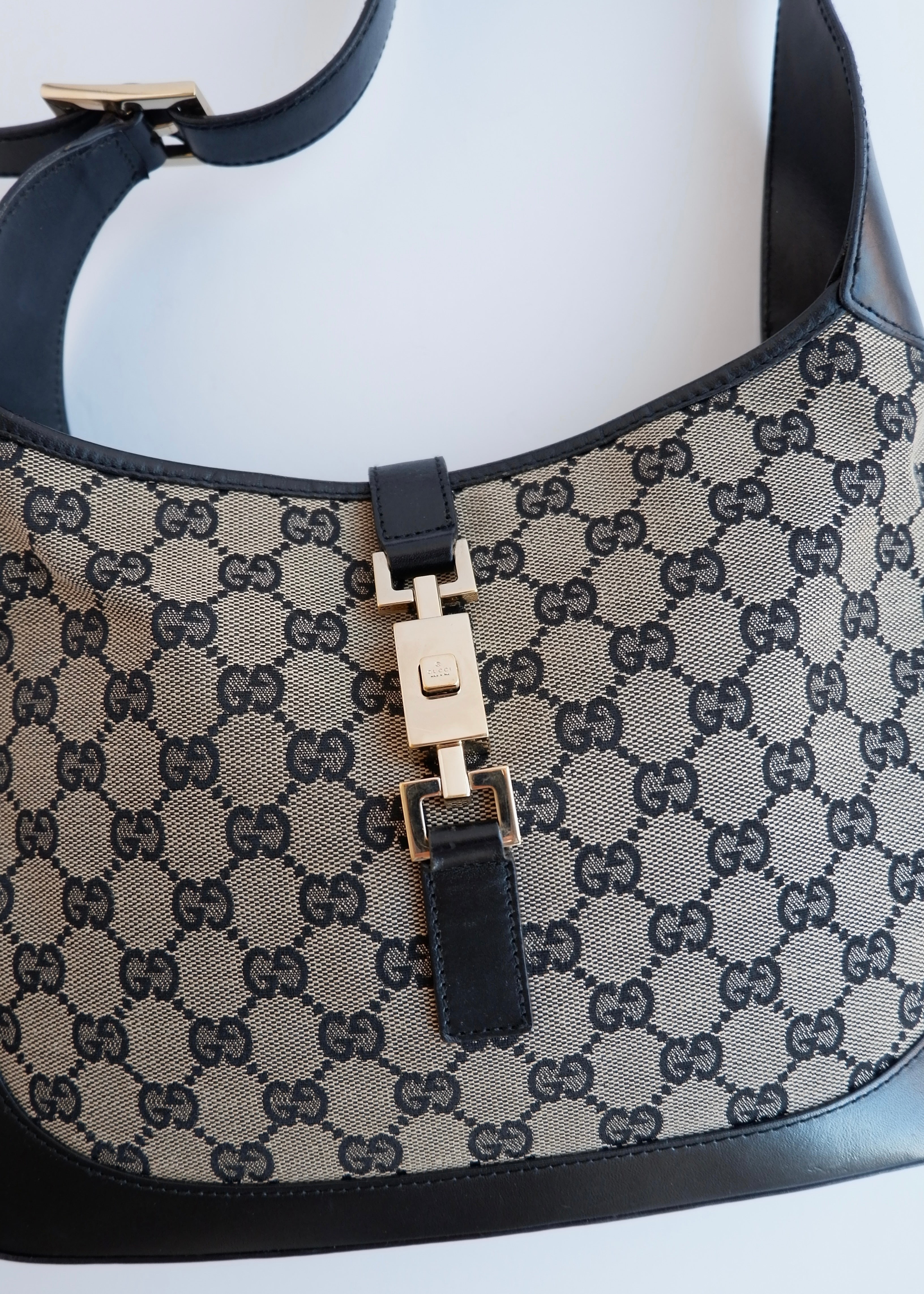Authentic Preowned Gucci Black GG Canvas Jackie Shoulder Bag