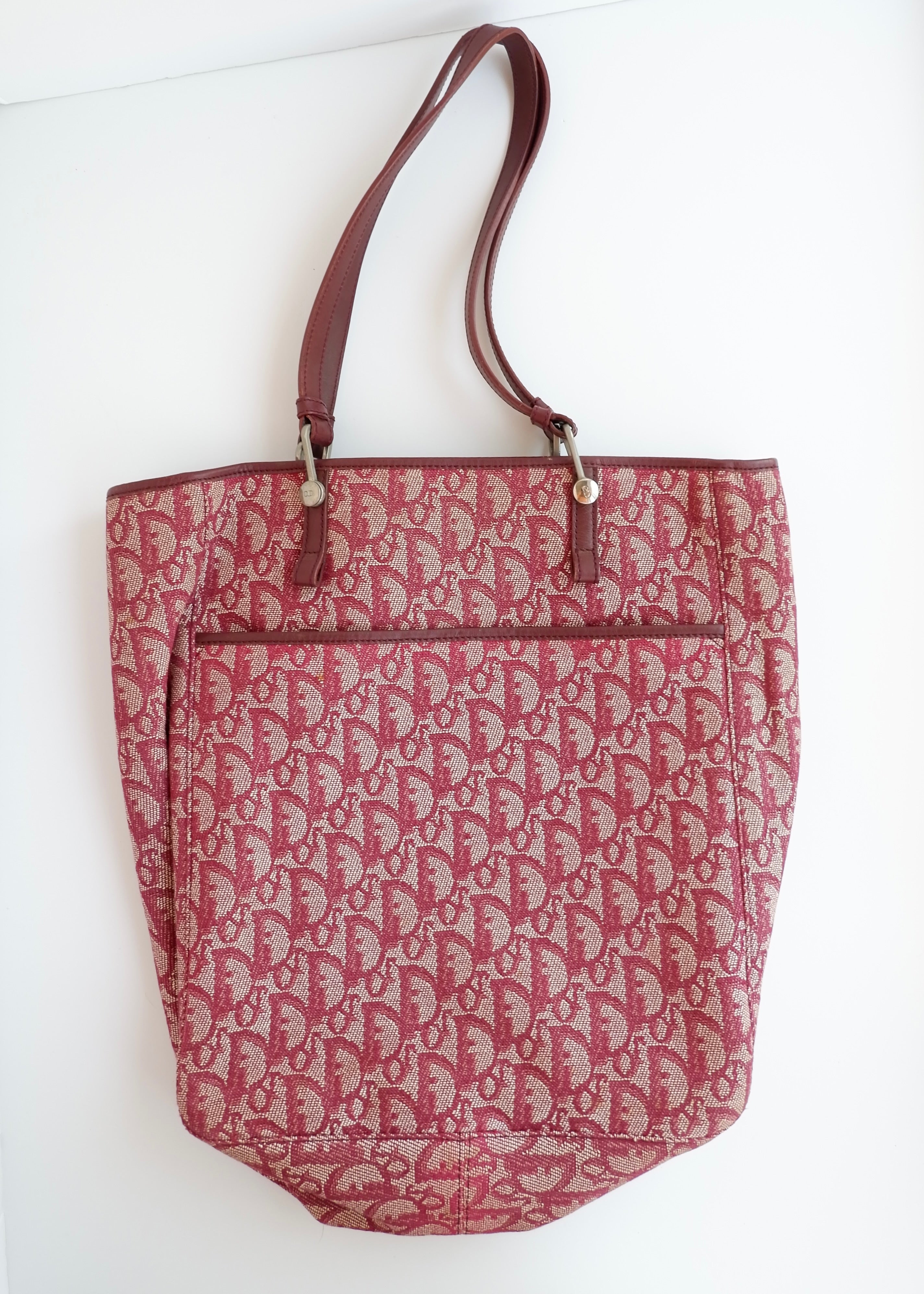 Sac fourre-tout Dior Oblique en toile rouge d'occasion authentique