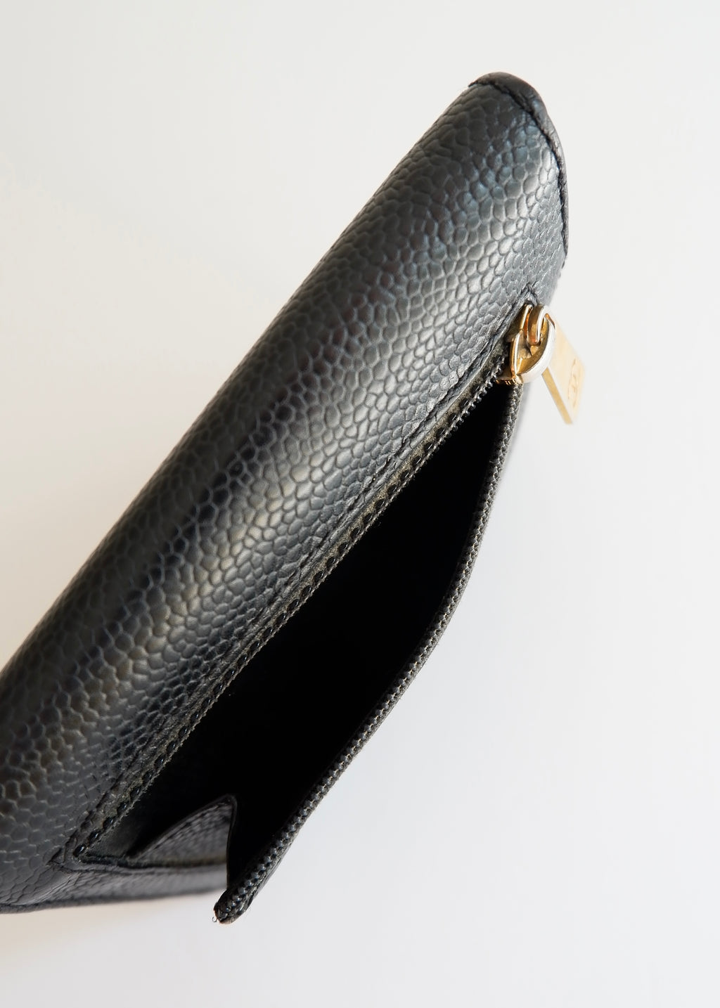 Preowned Chanel Black Caviar Leather Compact Wallet