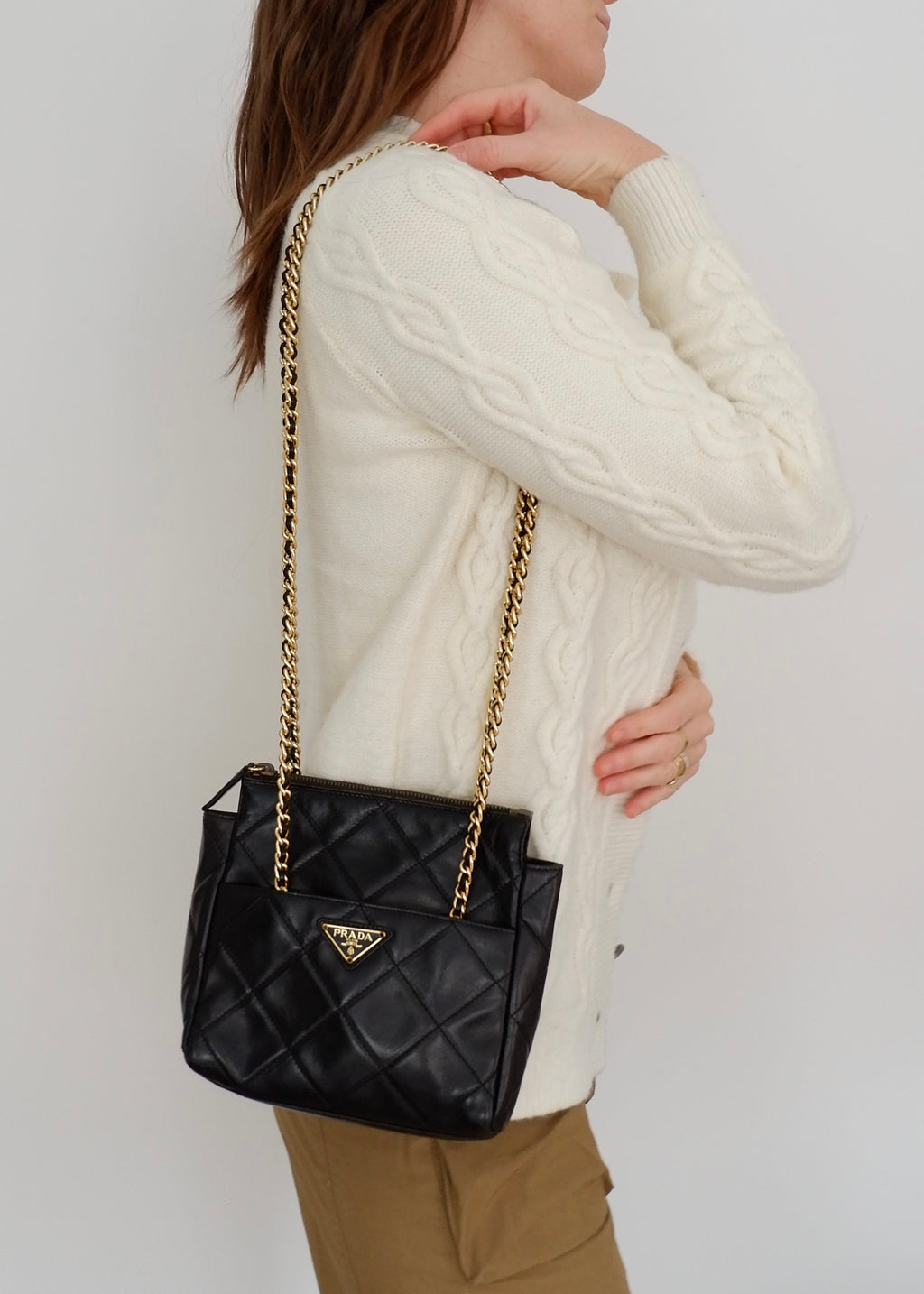 Authentic Preowned Prada Black Quilted Leather Chain Shoulder Bag