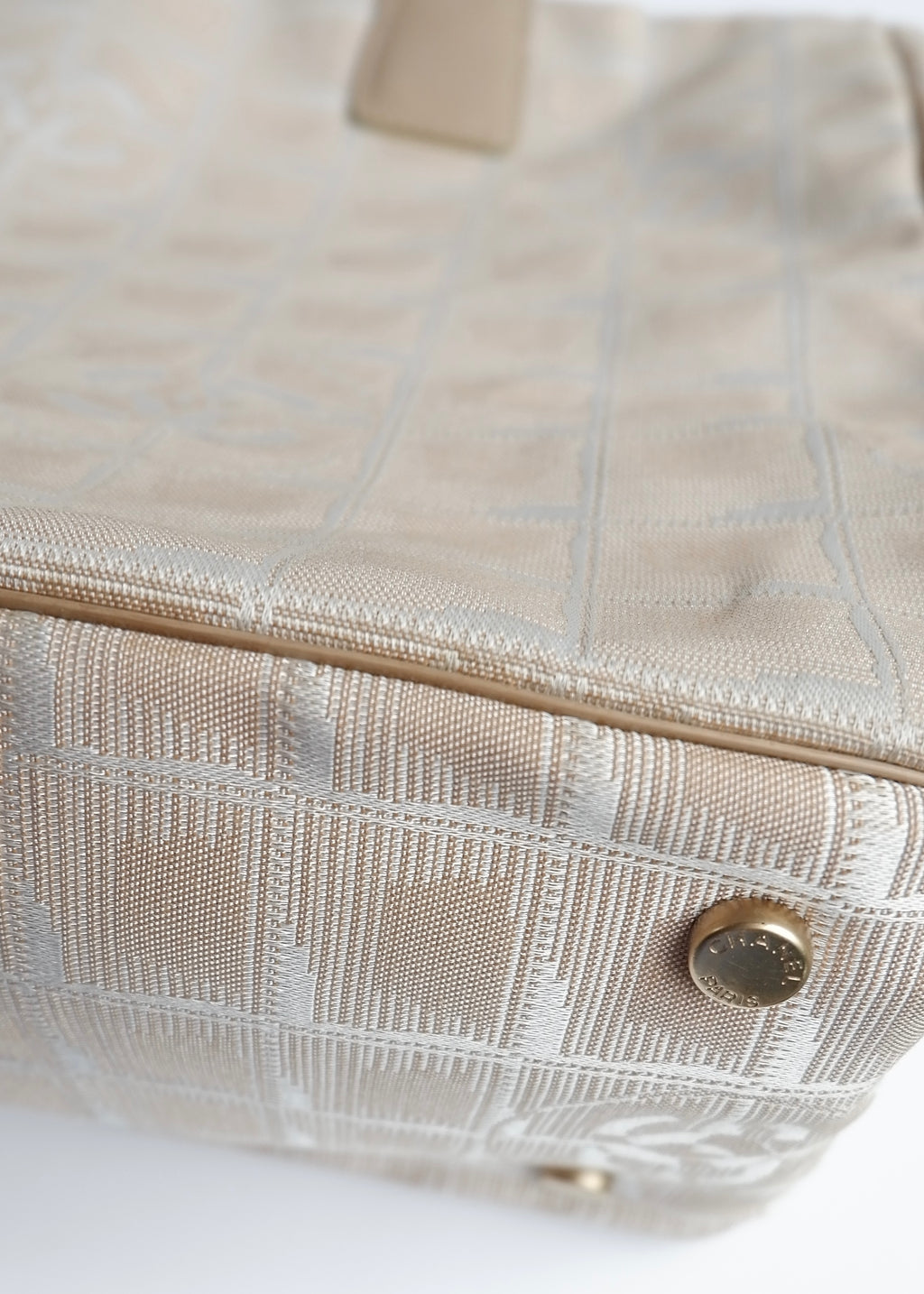 Authentic Preowned Chanel Beige Canvas/ Leather Travel Line Tote Bag