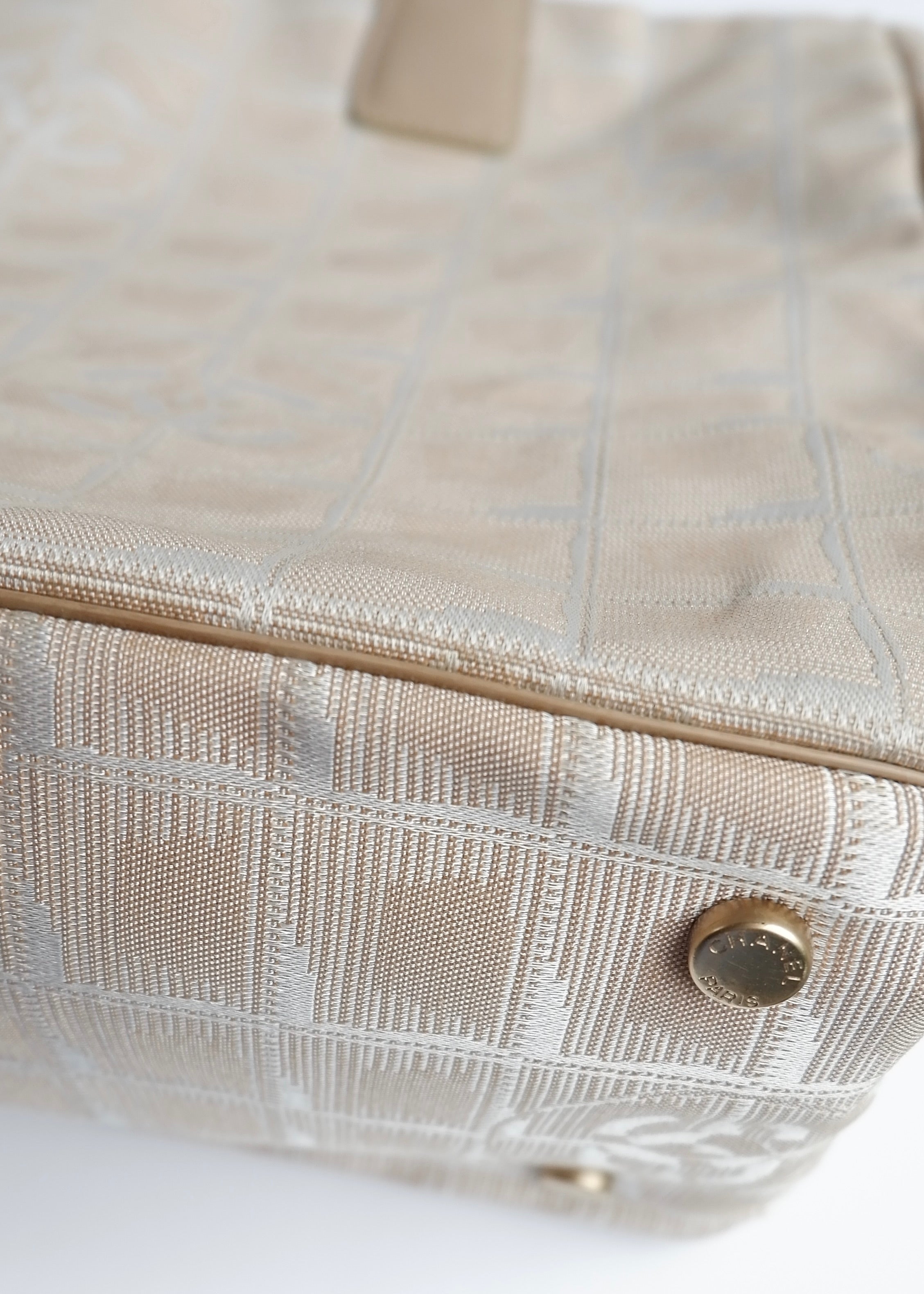 Authentic Preowned Chanel Beige Canvas/ Leather Travel Line Tote Bag