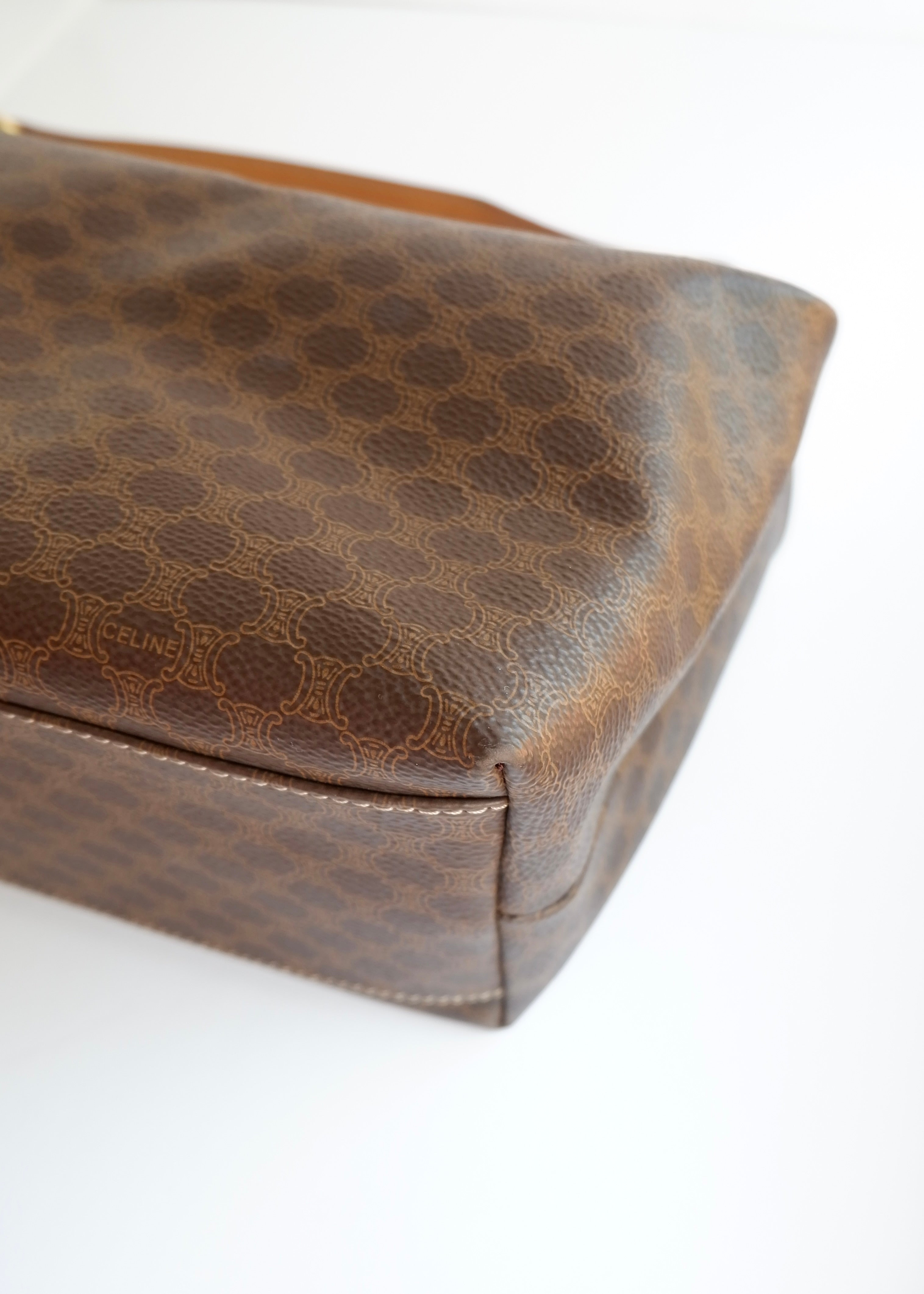 Preowned Vintage Celine Brown Macadam Print Shoulder Bag