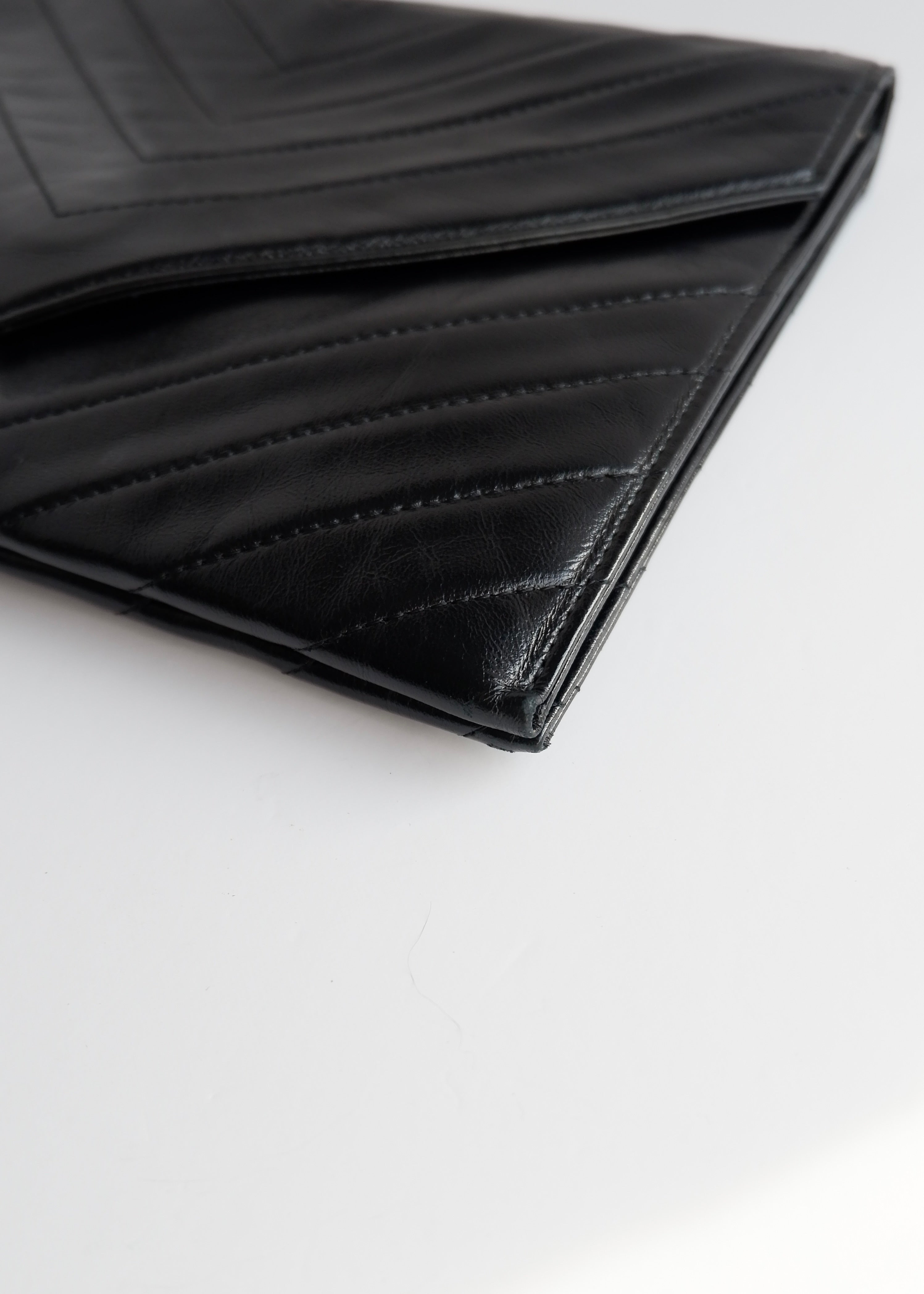 Authentic Preowned Vintage Yves Saint Laurent Black Leather Clutch
