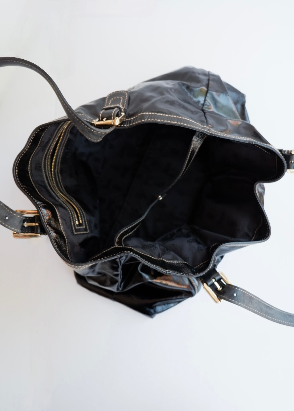 Preowned Gucci Black Dialux/ Patent Leather Britt Shoulder Tote