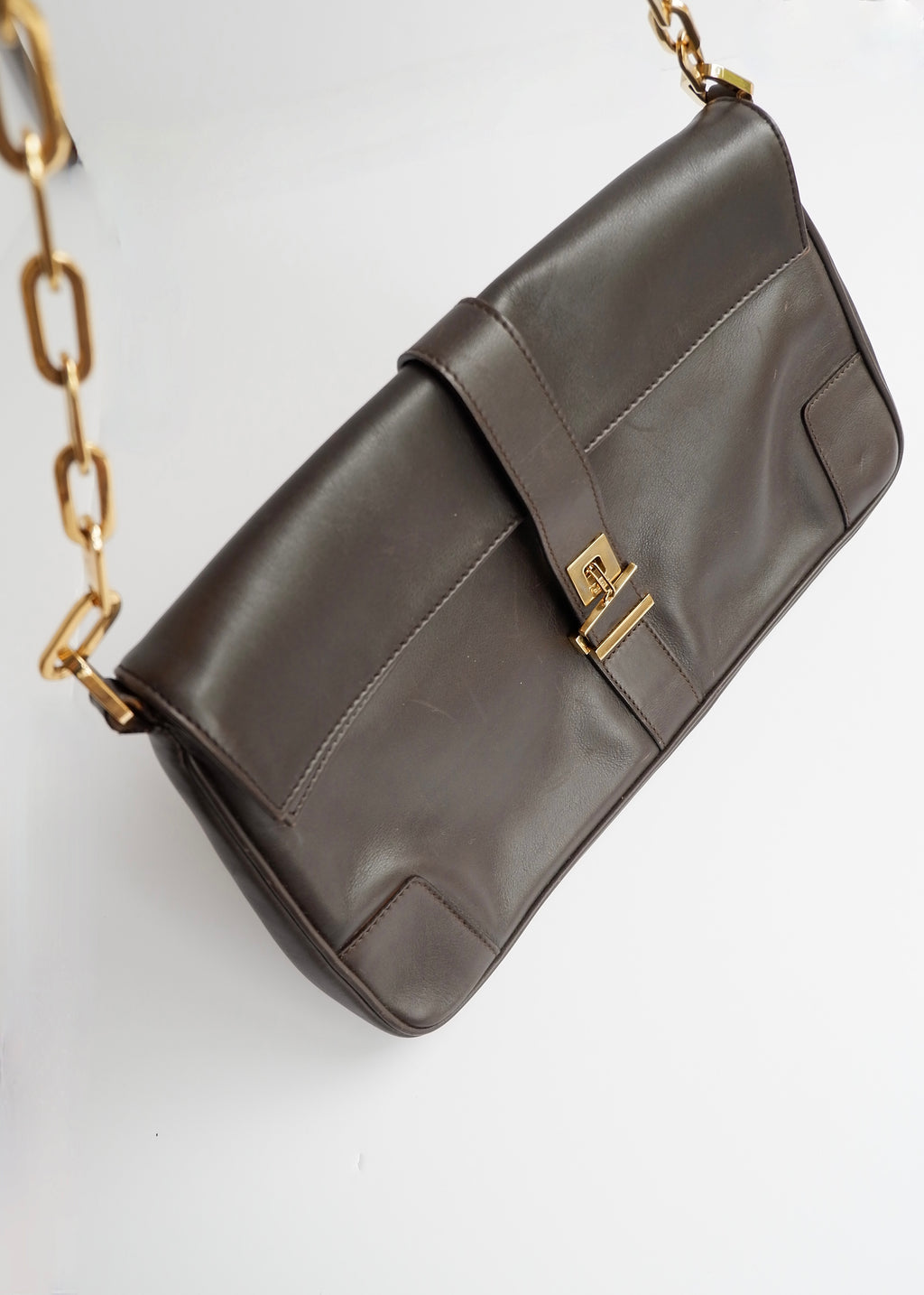 Authentic Preowned Gucci Brown Leather Shoulder Bag