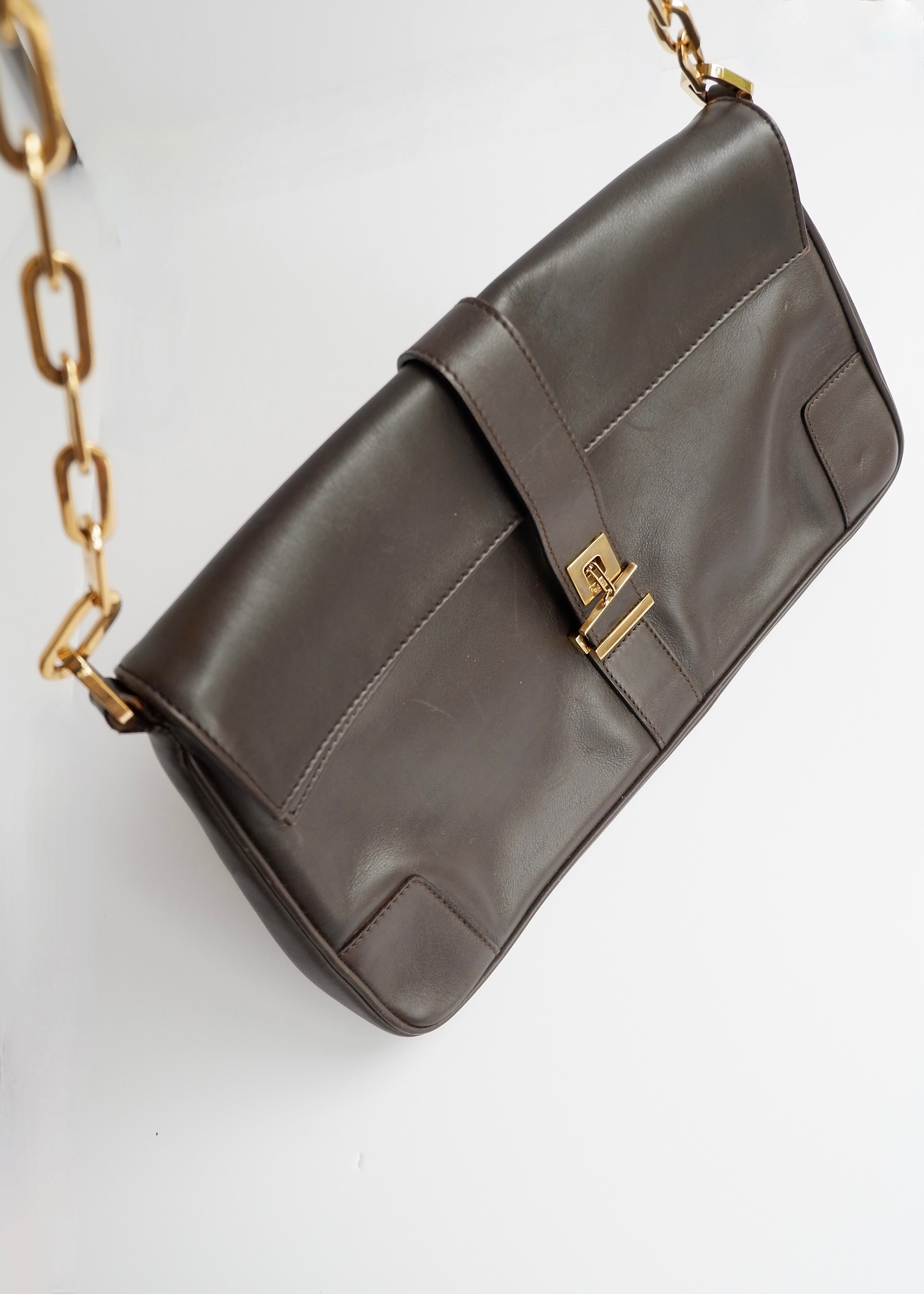 Authentic Preowned Gucci Brown Leather Shoulder Bag