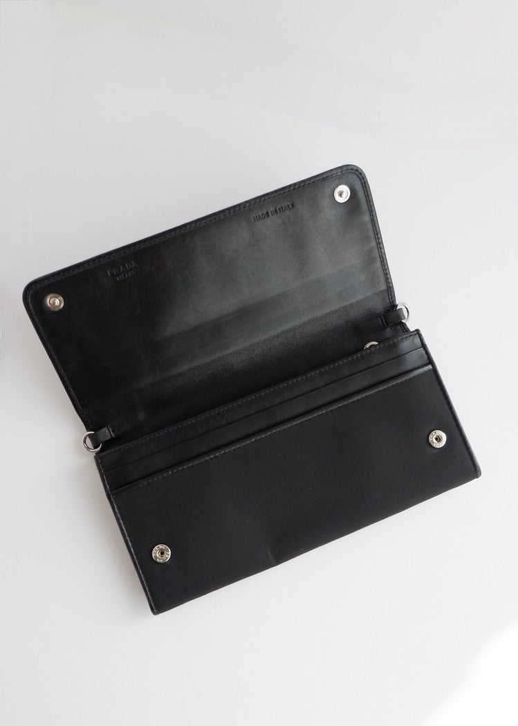 Authentique WOC Prada en nylon/cuir noir d'occasion