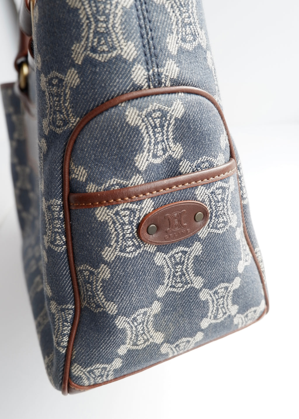Authentic Preowned Vintage Celine Blue Denim Triomphe Boogie Bag