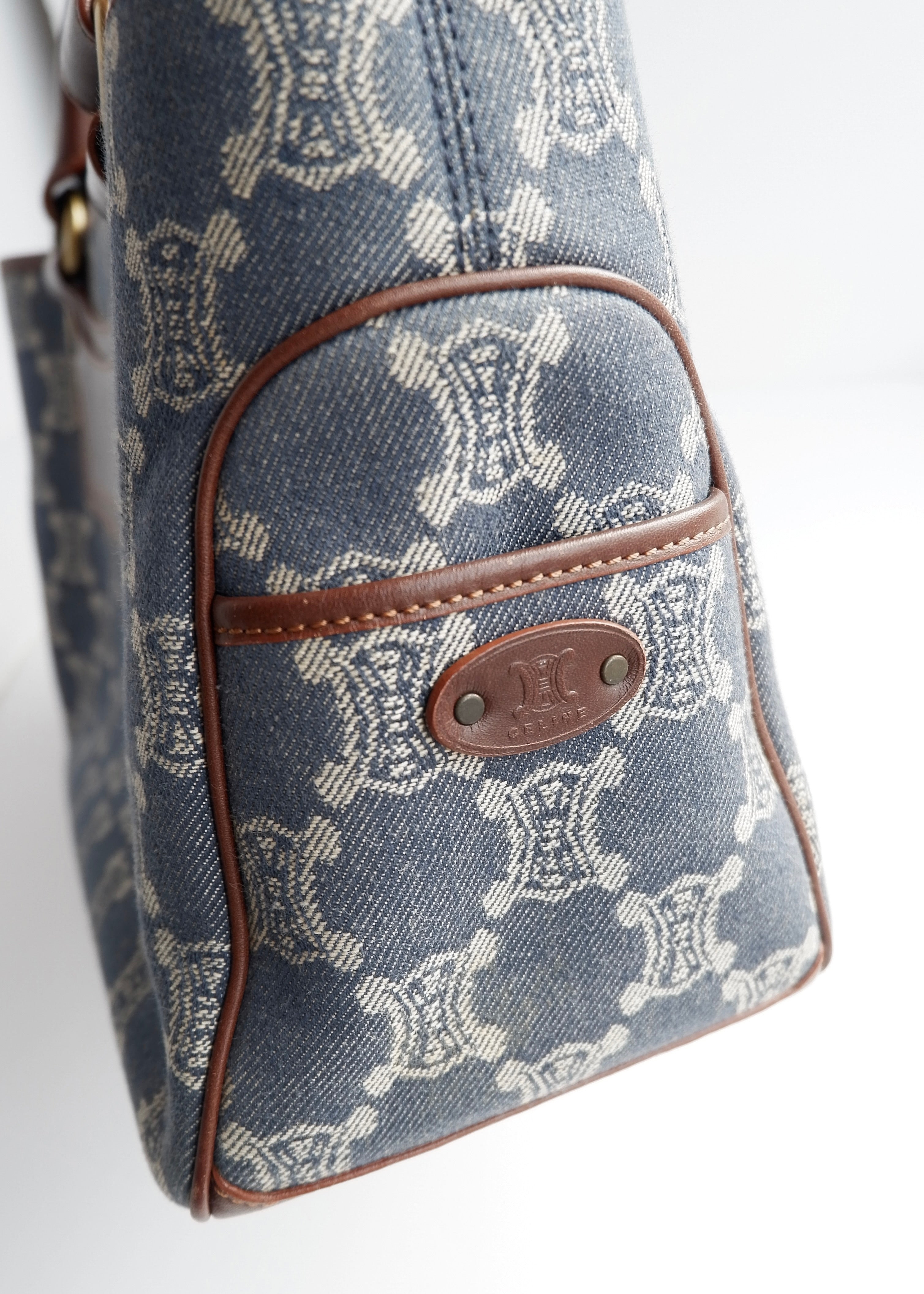 Authentic Preowned Vintage Celine Blue Denim Triomphe Boogie Bag
