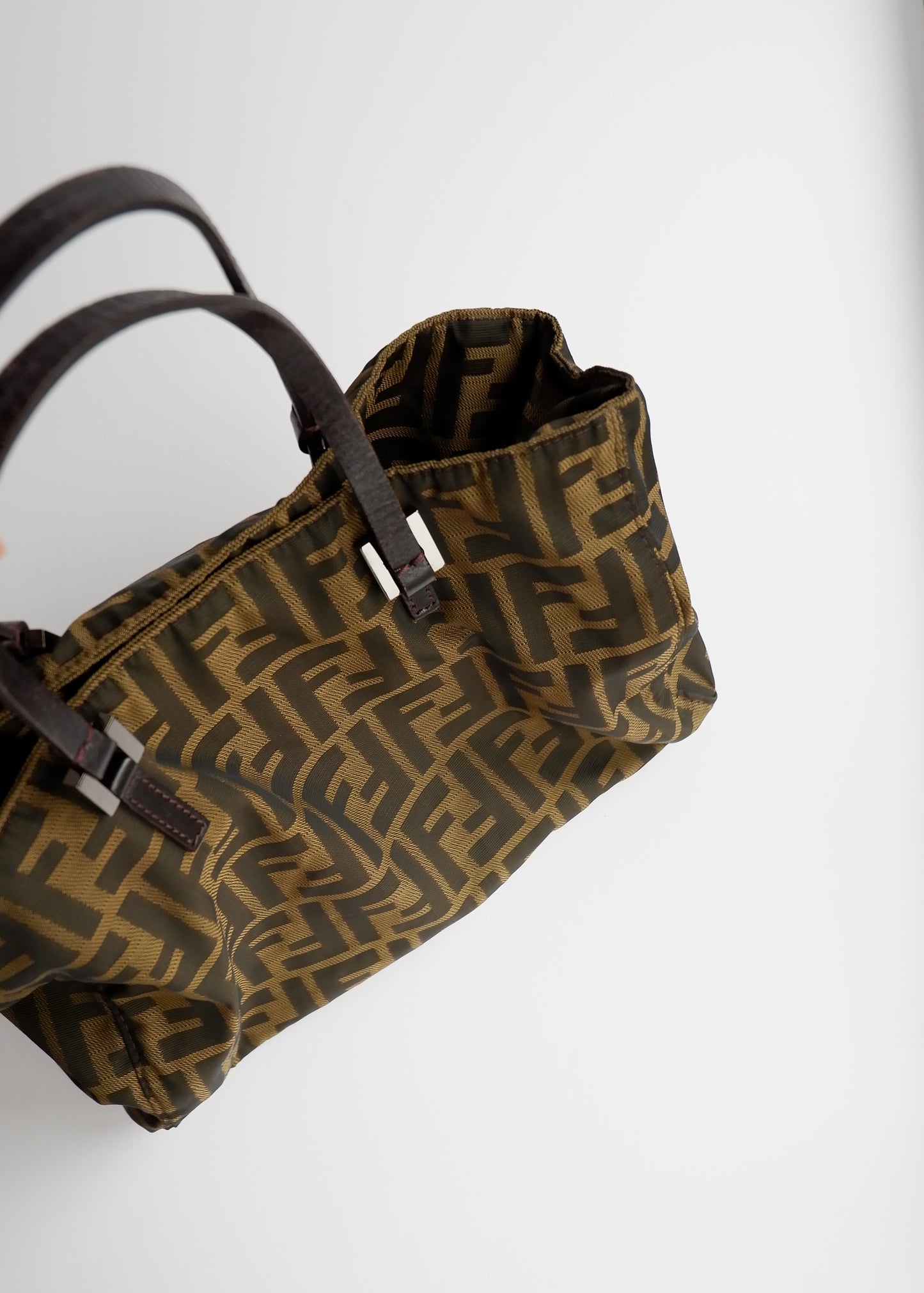 Authentic Preowned Vintage Fendi Brown Zucca Canvas Handbag