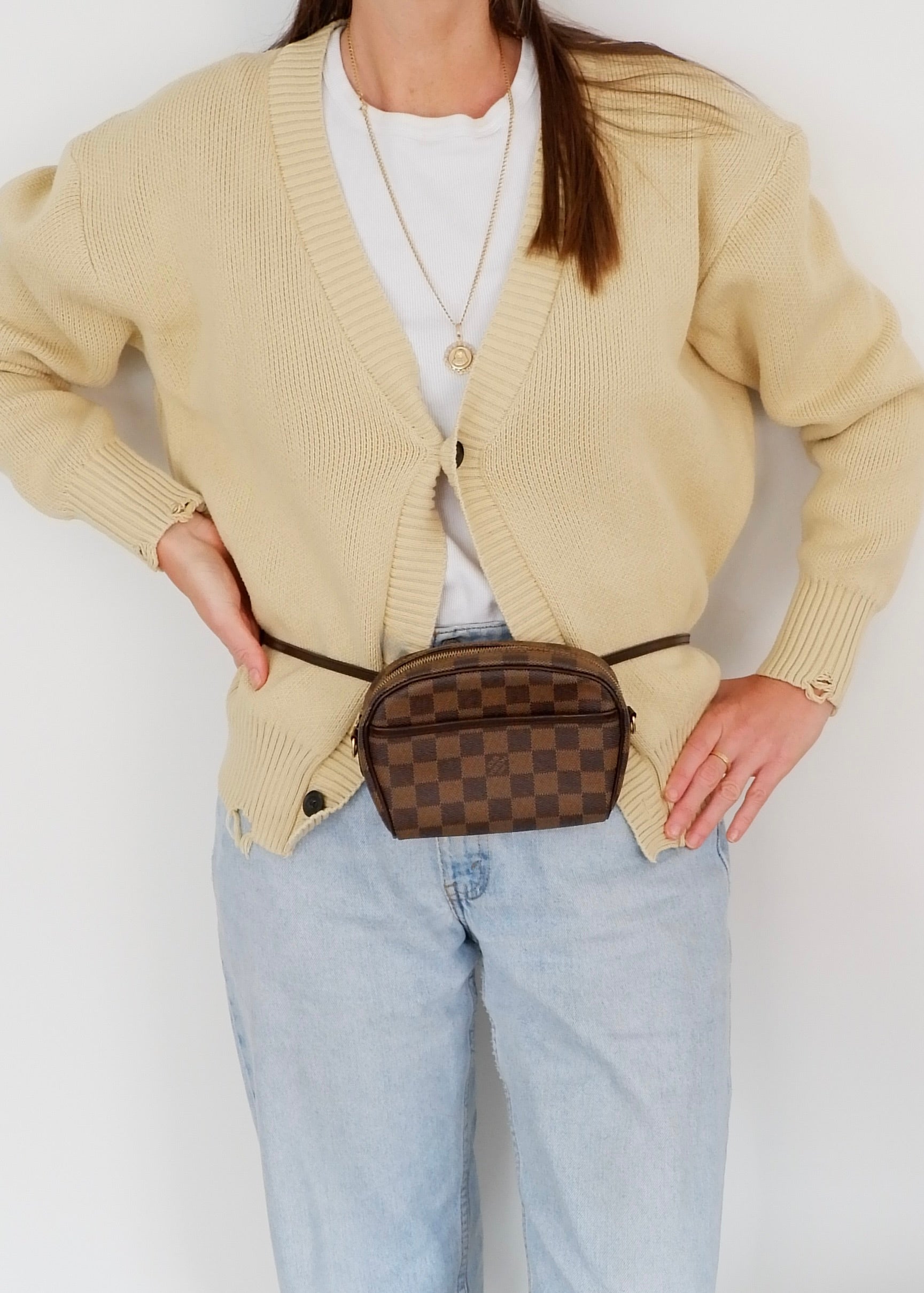 Authentic Preowned Louis Vuitton Damier Ebene Ipanema PM Crossbody Bag