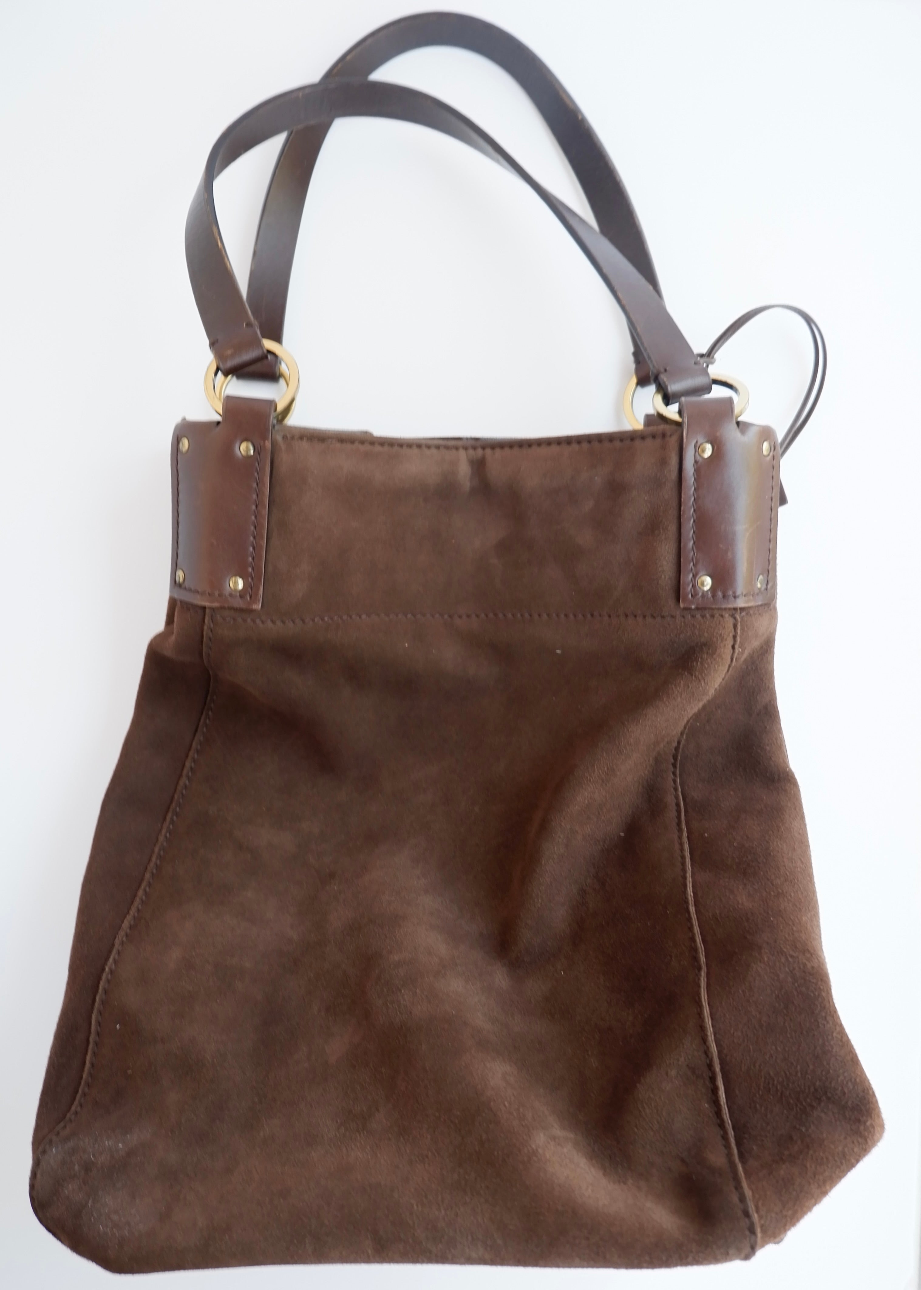 Sac à bandoulière hobo Gucci en daim marron authentique d'occasion
