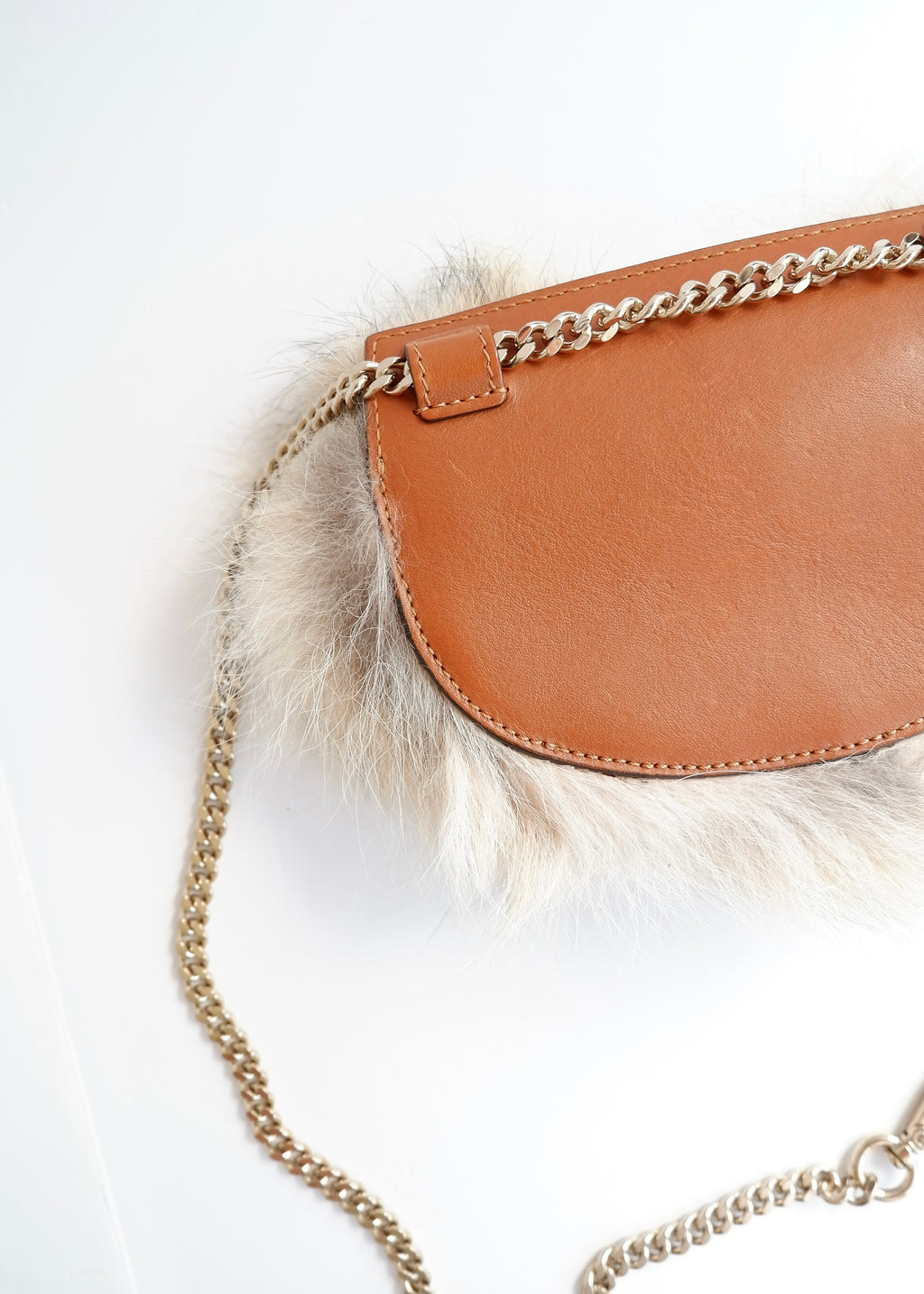 Preowned Chloé Brown Leather/ Fur Georgia Belt Bag