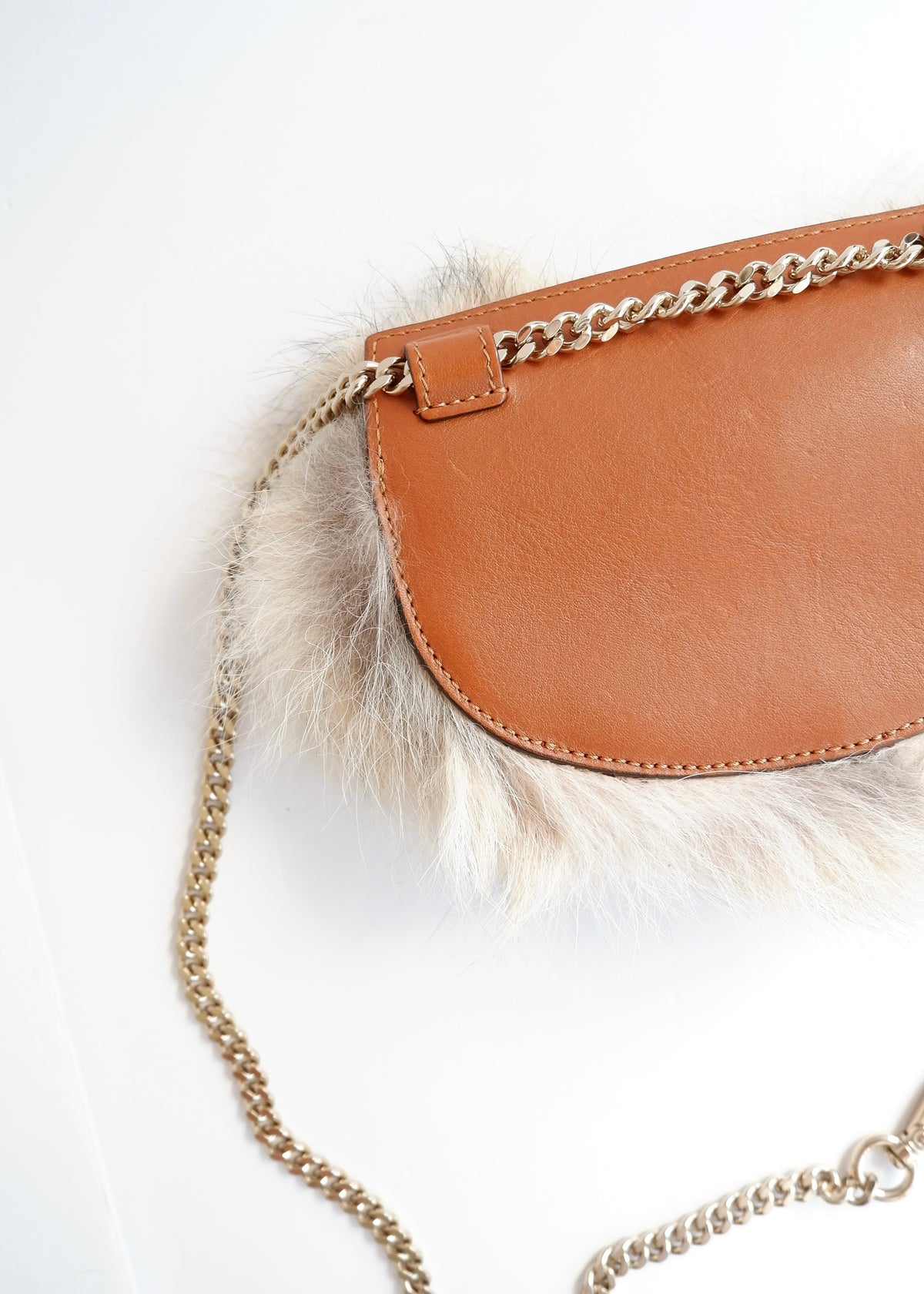 Preowned Chloé Brown Leather/ Fur Georgia Belt Bag