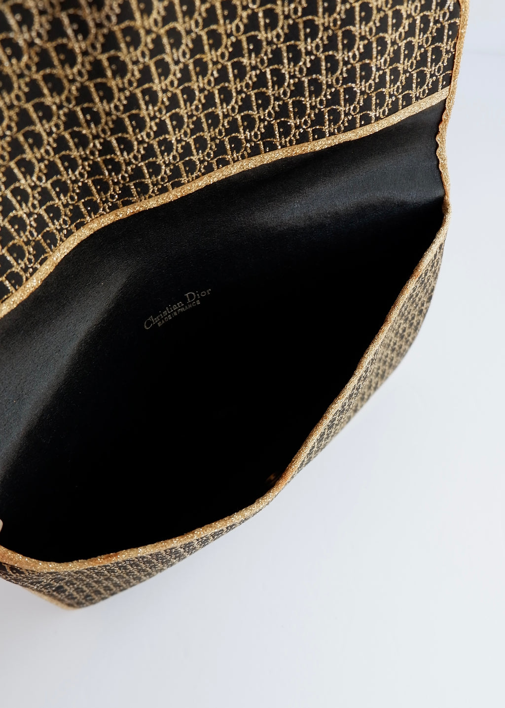 Preowned Vintage Christian Dior Navy/ Gold Fabric Pouch