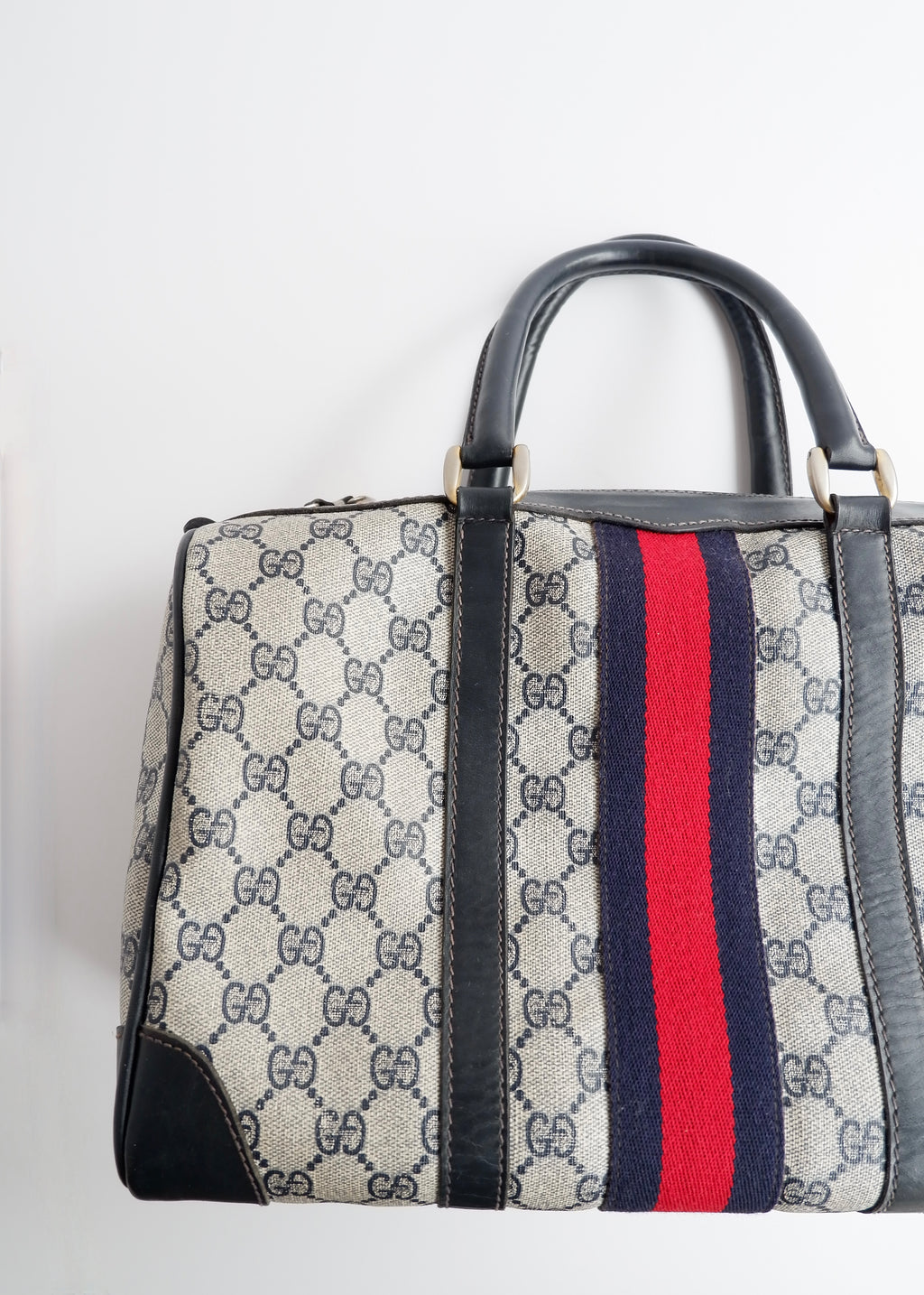 Authentic Preowned Vintage Gucci Navy Boston Bag