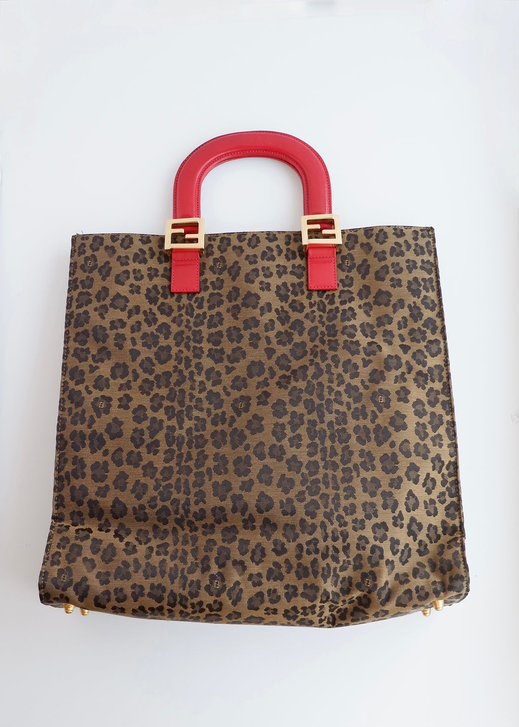 Authentic Preowned Vintage Fendi Animal Print Canvas/Leather Top Handle Tote