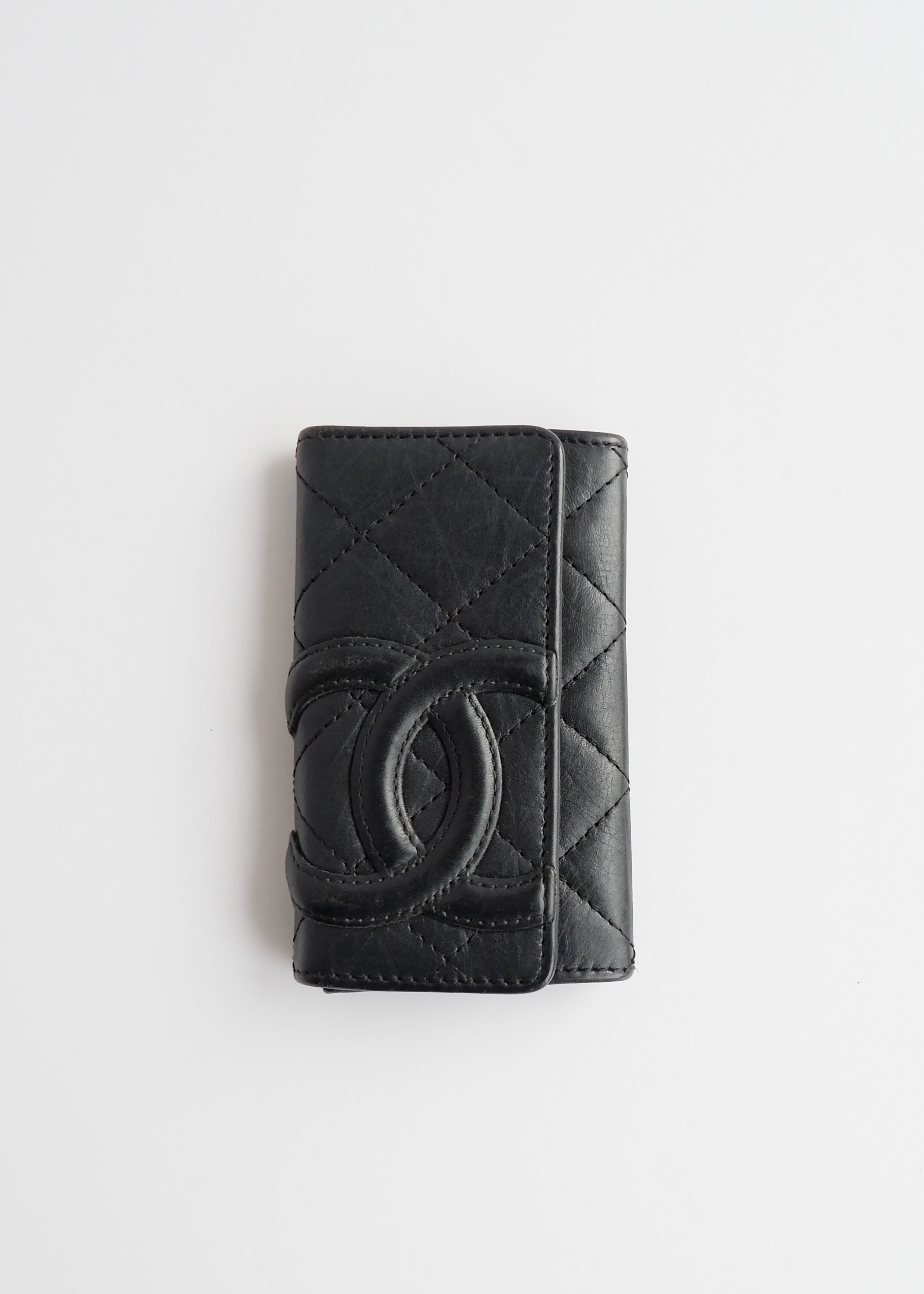 Authentic Preowned Chanel Black Leather Cambon Key Case