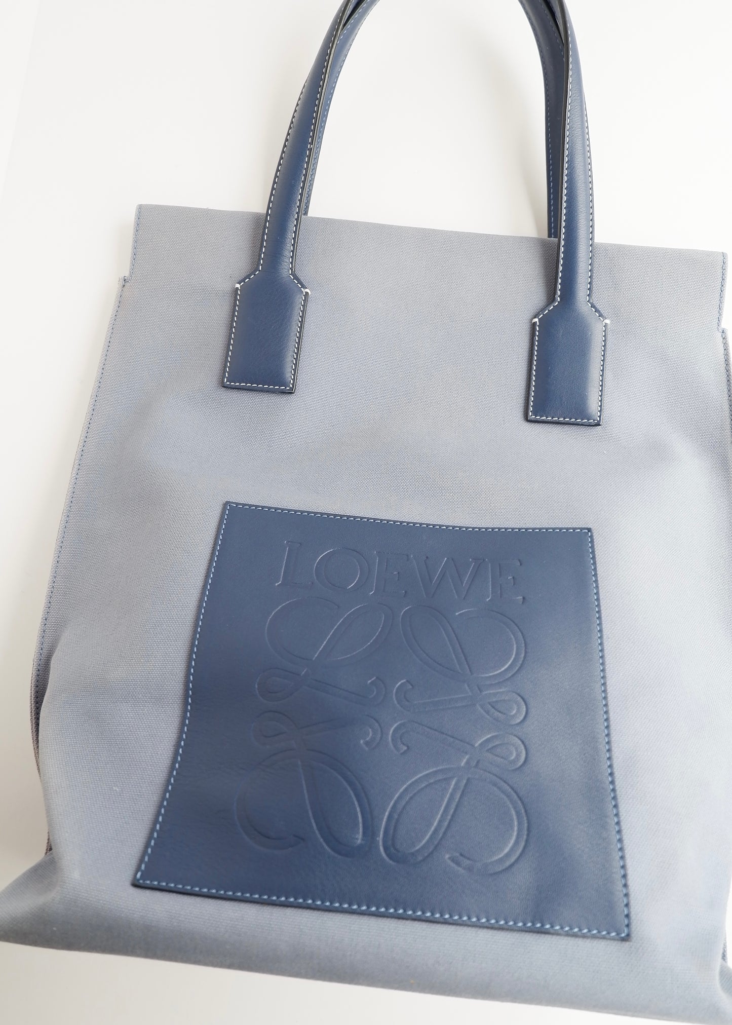 Authentic Preowned Loewe Blue Canvas/Leather Tote Bag