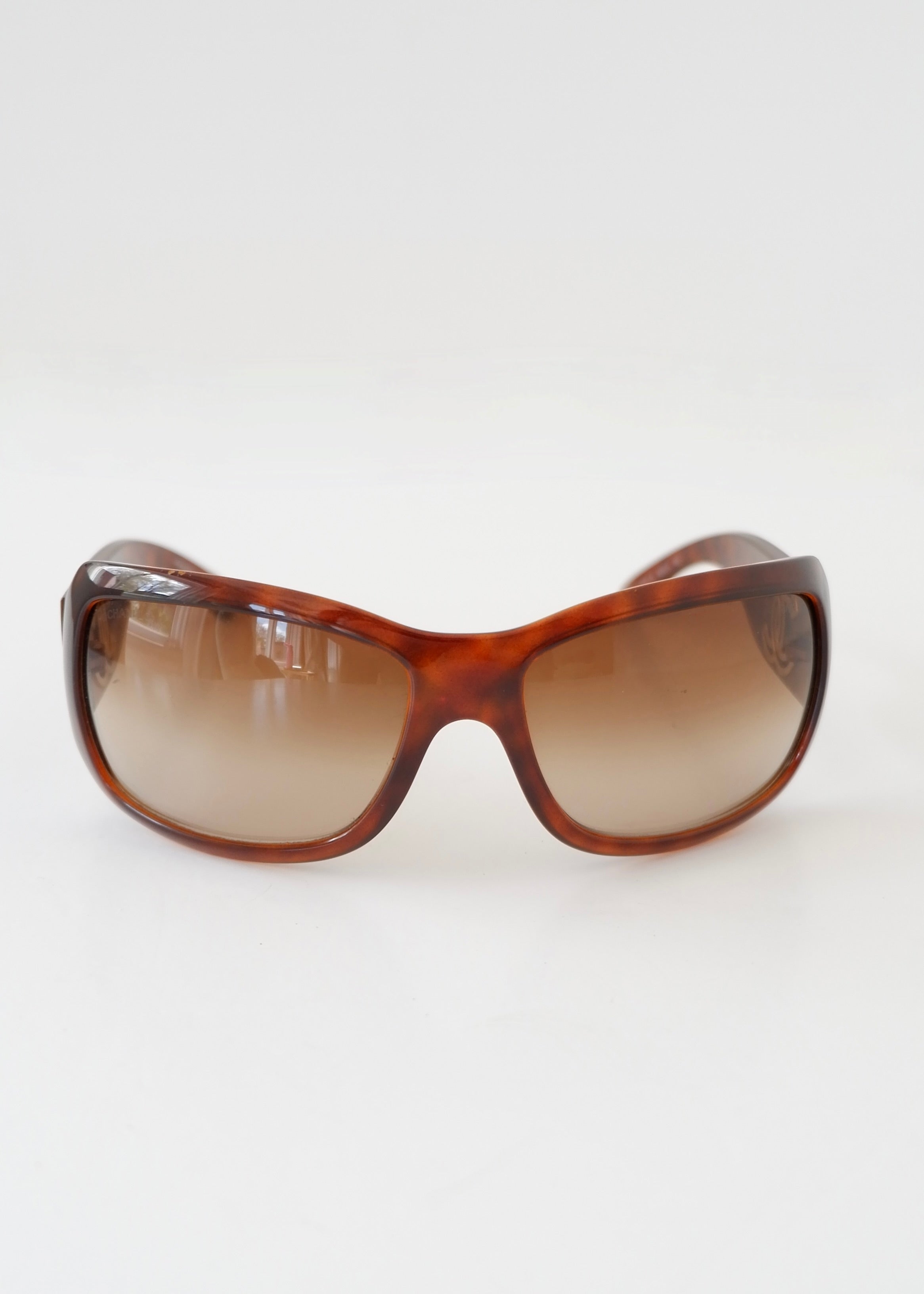 Authentic Preowned Chanel Brown Tortoise Square Frame CC Logo Sunglasses