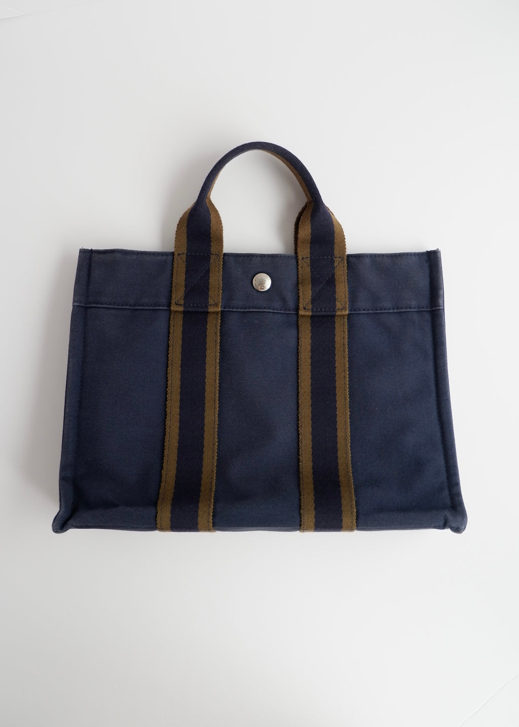 Sac cabas Hermes Fourre Tout PM toile marine authentique d'occasion