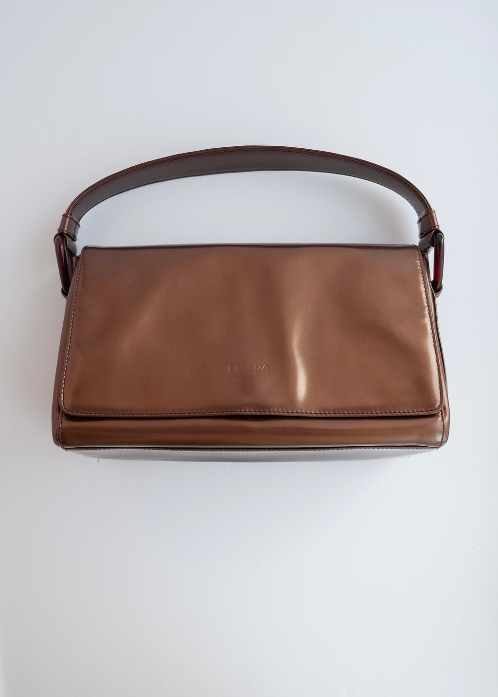 Authentic Preowned Prada Bronze Patent Leather Handbag