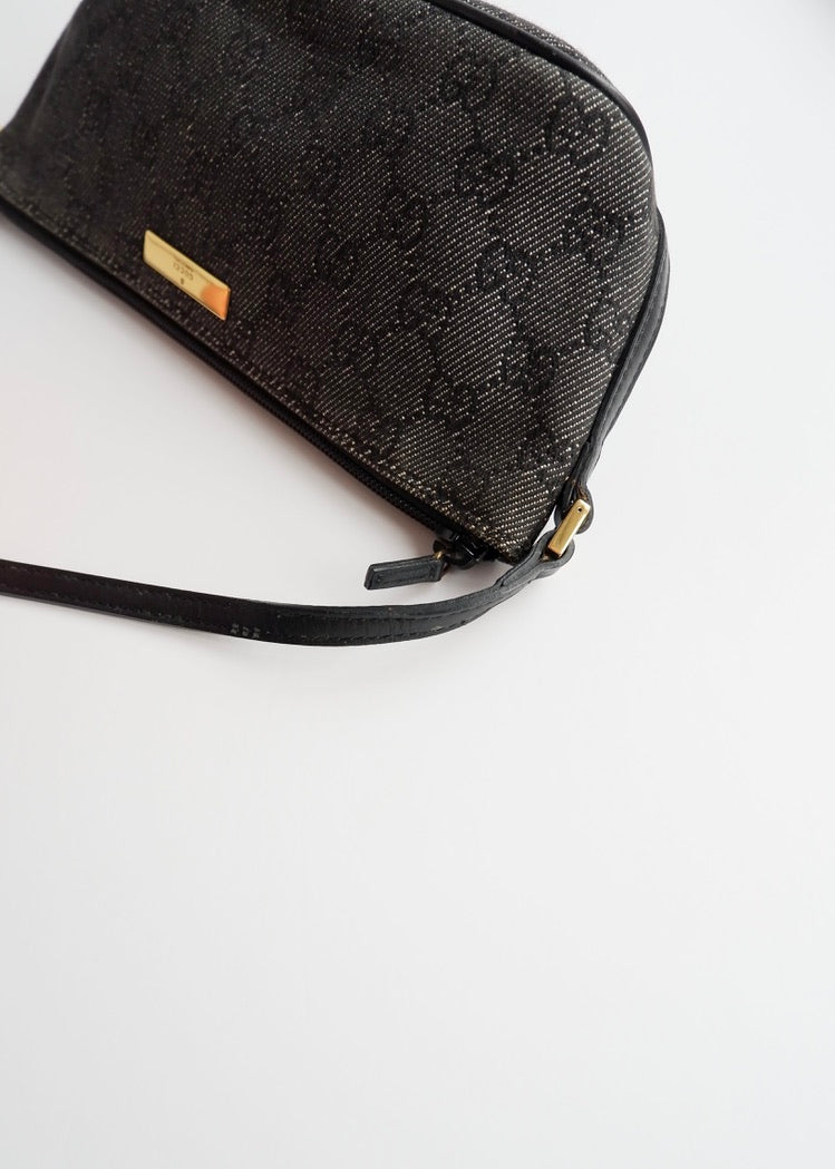 Authentic Preowned Gucci Black GG Canvas Boat Pochette