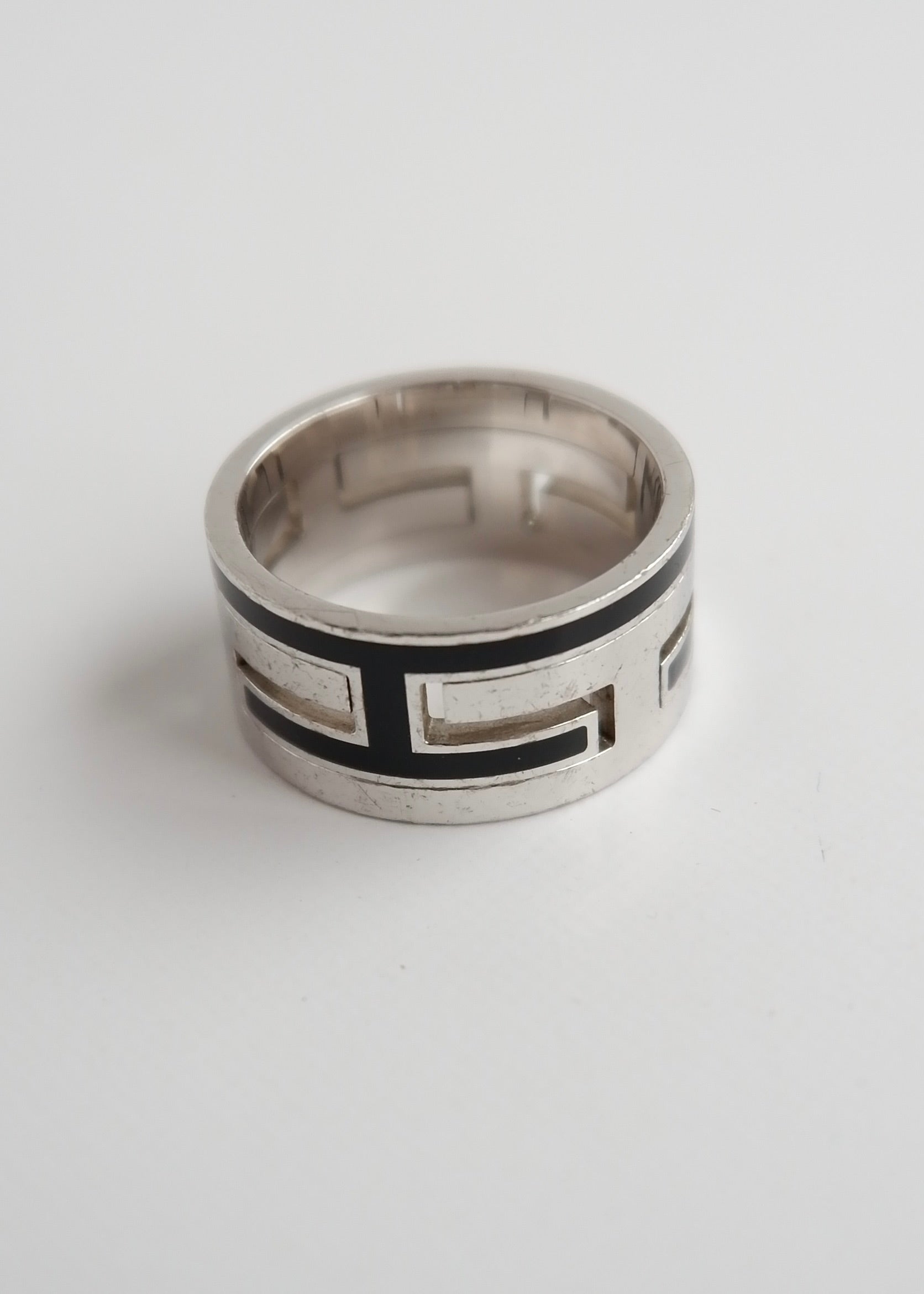 Authentique bague Hermes d'occasion Move H Noire/Argentée