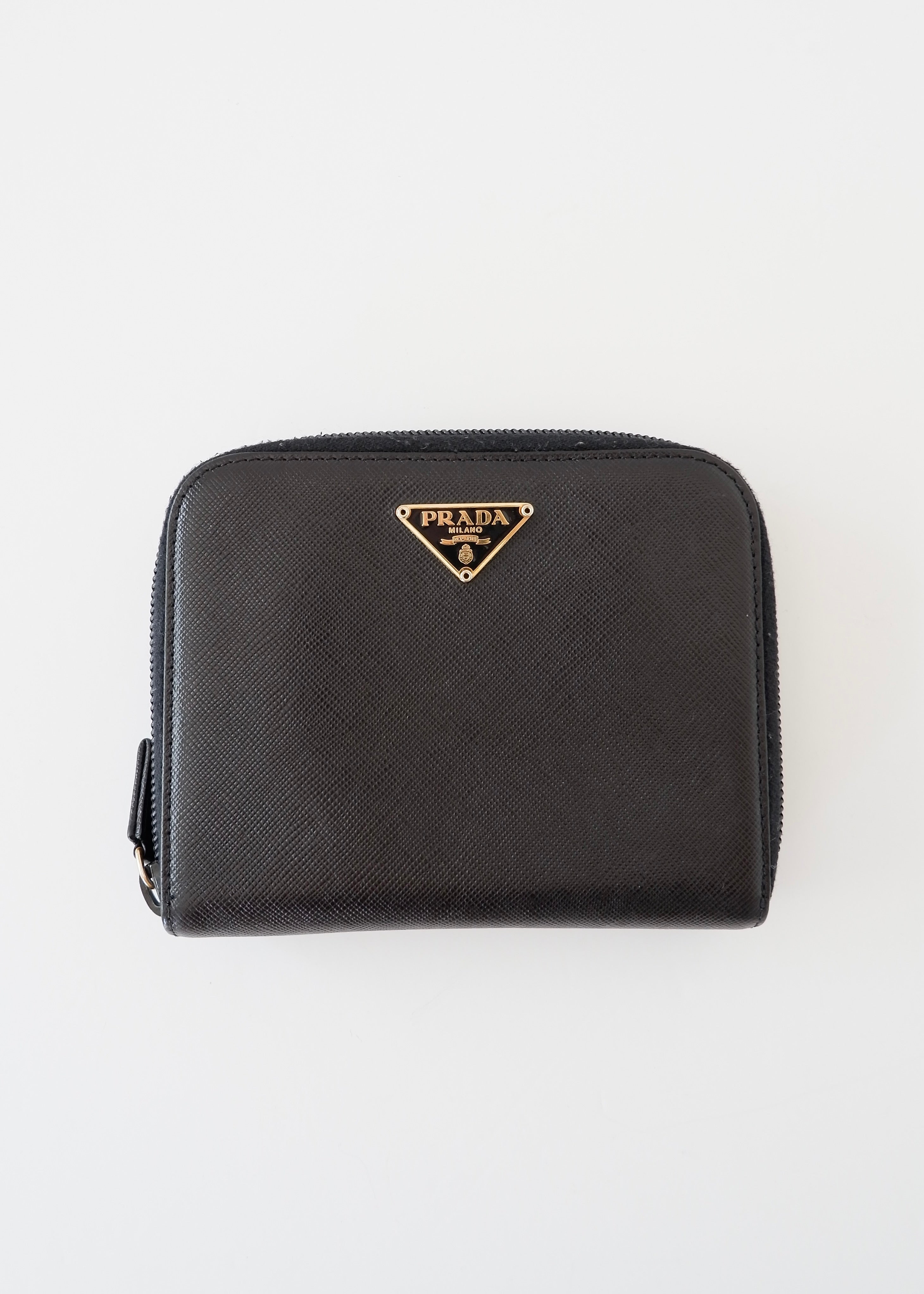 Authentic Preowned Prada Black Saffiano Leather Compact Zip Around Wallet