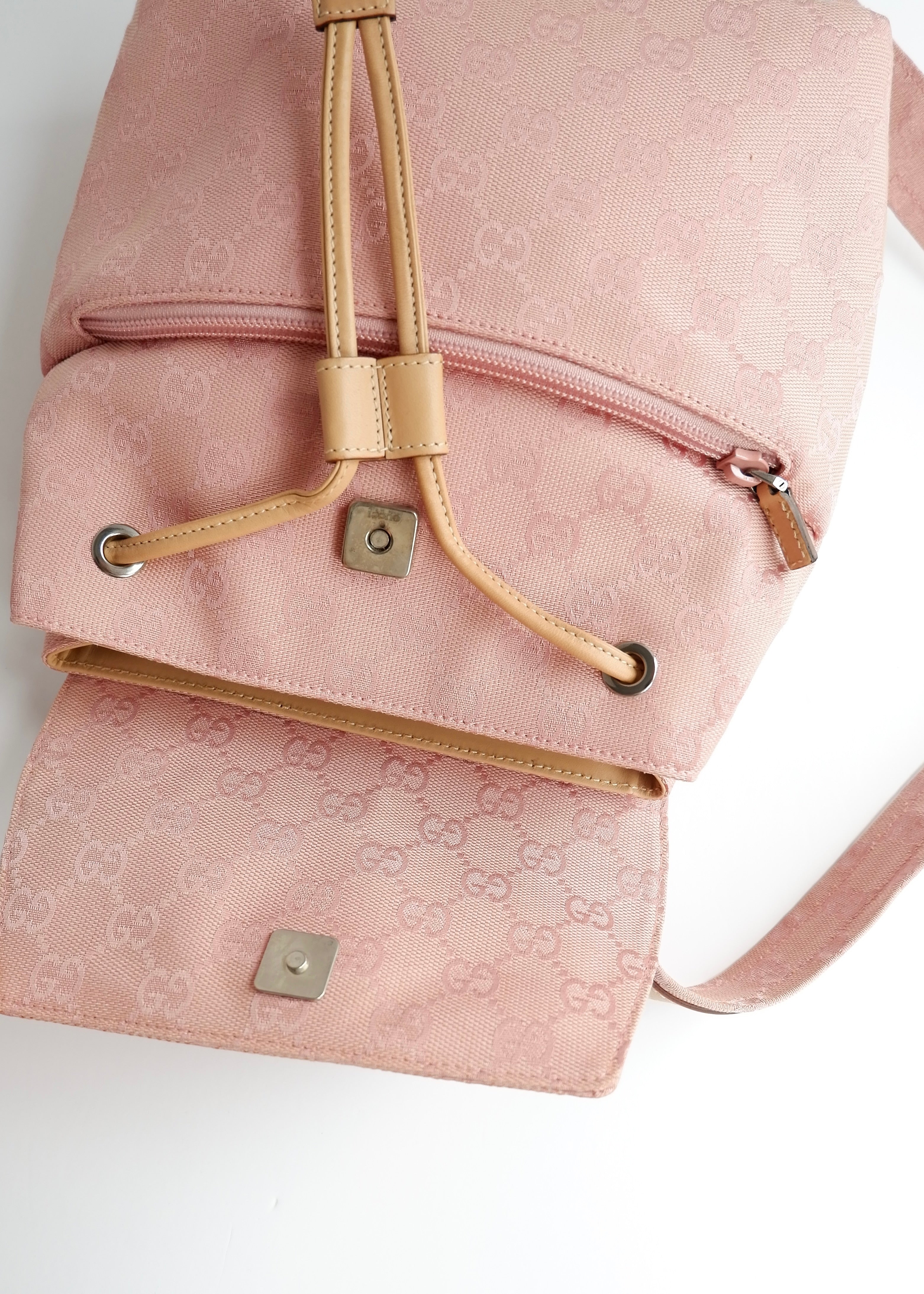 Preowned Vintage Gucci Pink GG Canvas Mini Backpack