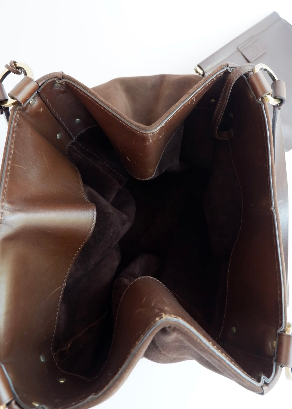 Sac à bandoulière hobo Gucci en daim marron authentique d'occasion