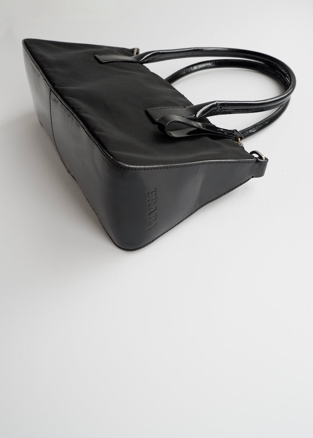 Preowned Prada Black Nylon/ Patent Two Way Bag
