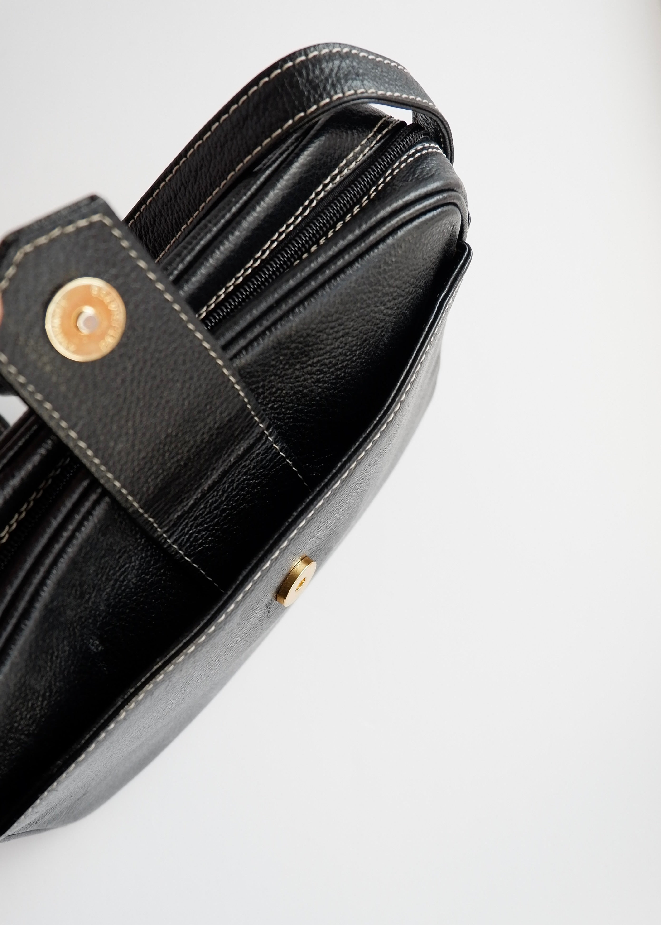Authentic Preowned Vintage YSL (Yves Saint Laurent) Black Leather Crossbody Bag