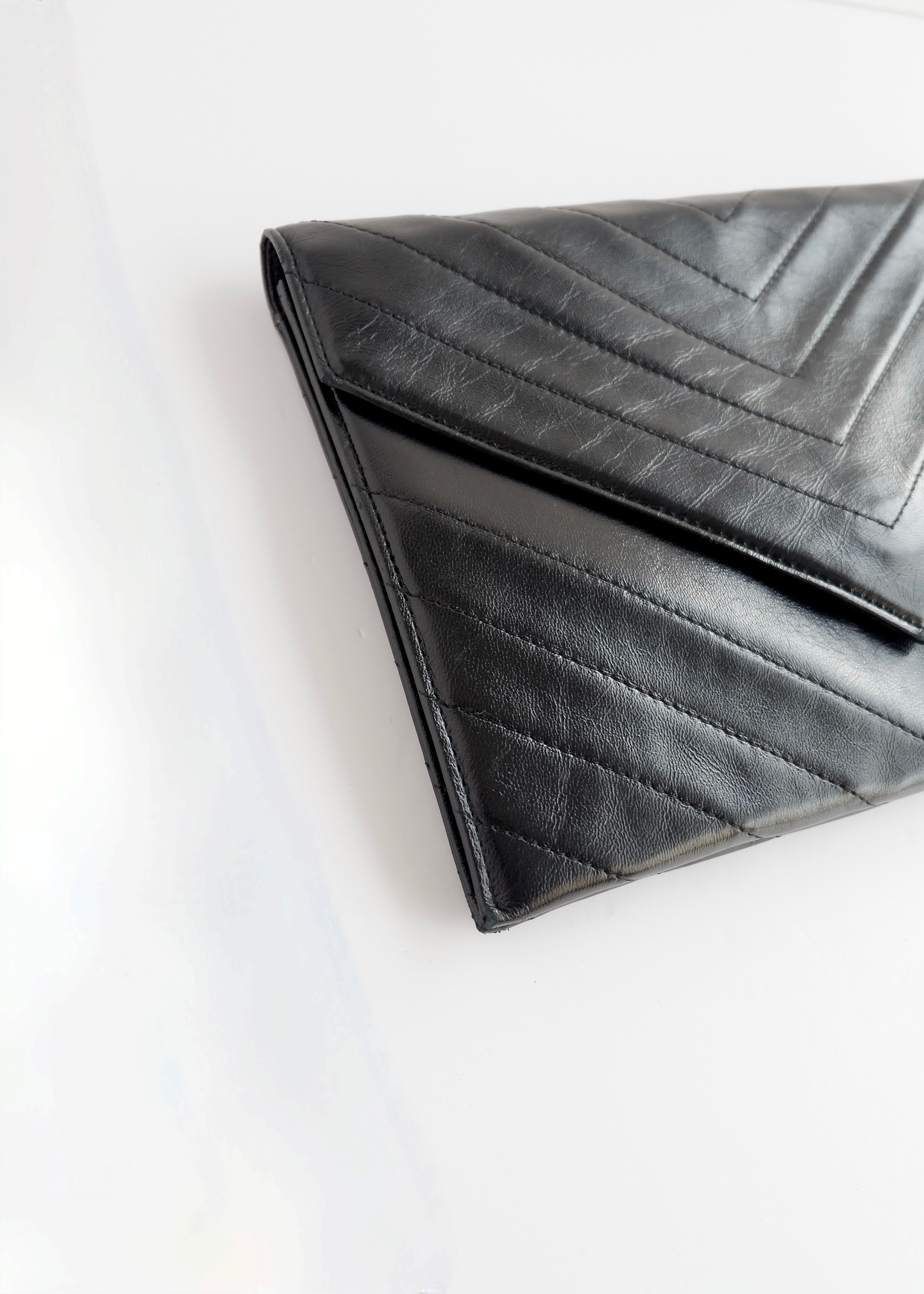 Authentic Preowned Vintage Yves Saint Laurent Black Leather Clutch