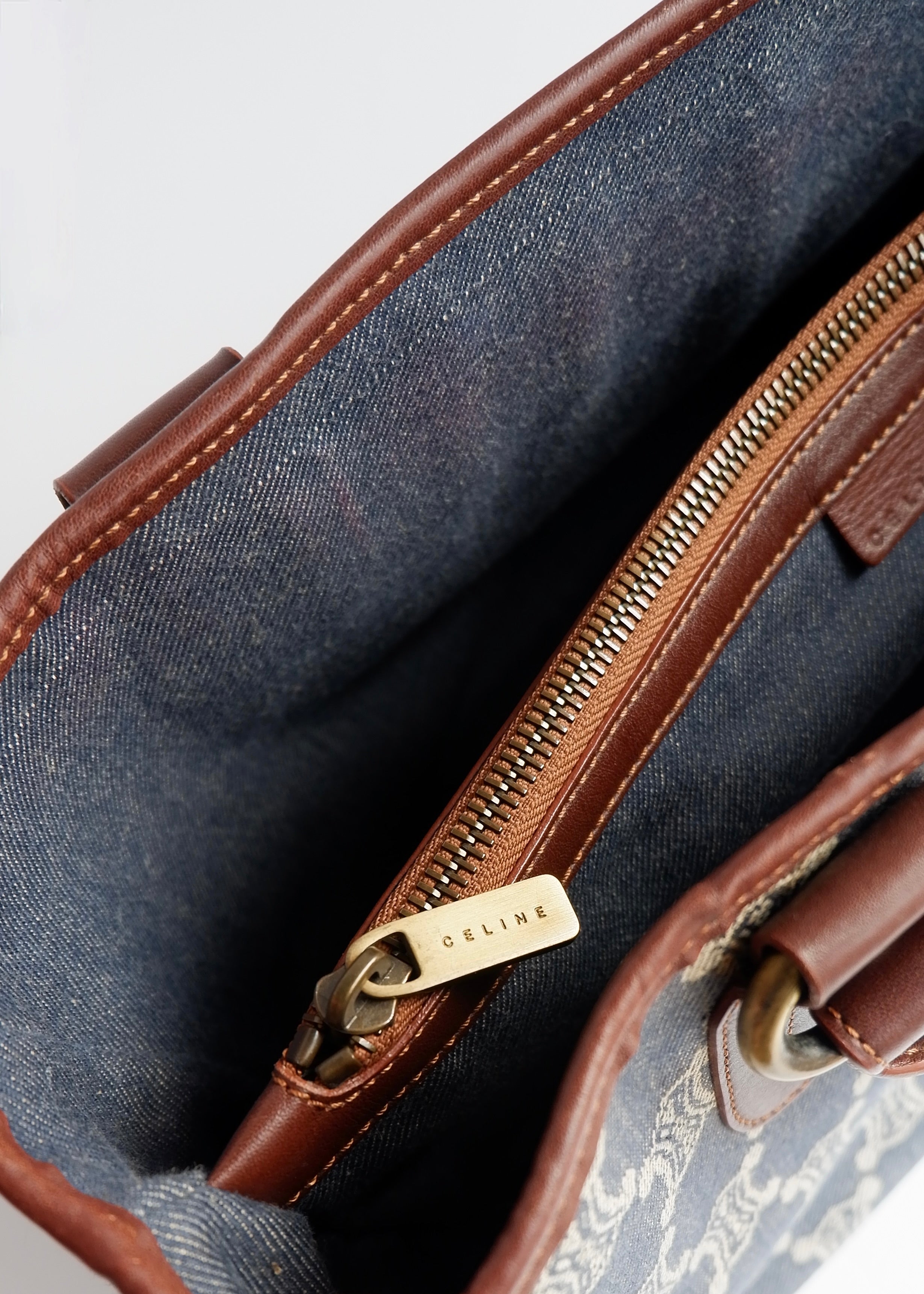 Authentic Preowned Vintage Celine Blue Denim Triomphe Boogie Bag